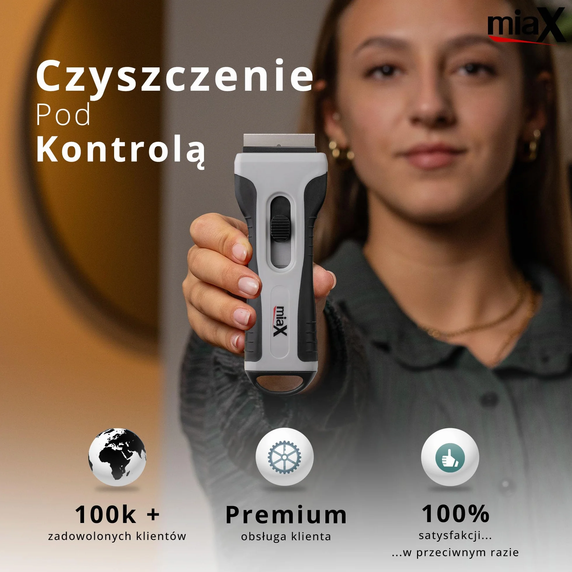 miaX Skrobak do płyt ceramicznych z wymiennymi ostrzami Soft-Touch