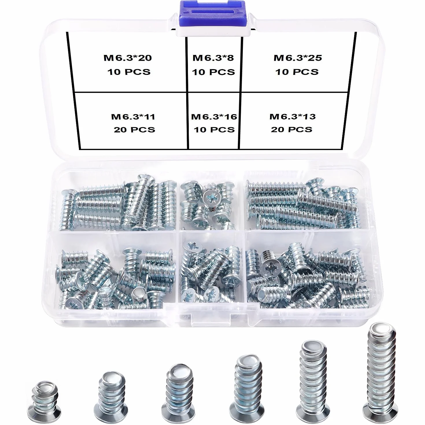 VooGenzek 80 Sztuk M6.3 Euro Screws Śrub Meblowych do Prowadnic Szuflad