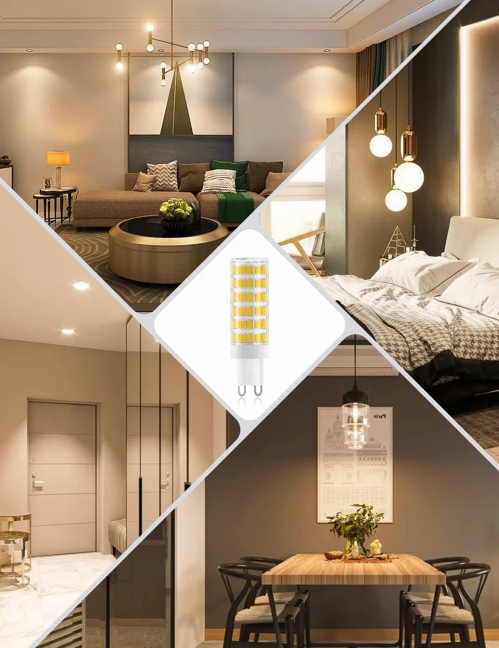 Tasmor Żarówka LED G9 7W 700 Lumenów Ciepła Biel 3000K Zamiennik Halogenowej 70W Kąt Świecenia 360° 5 Sztuk