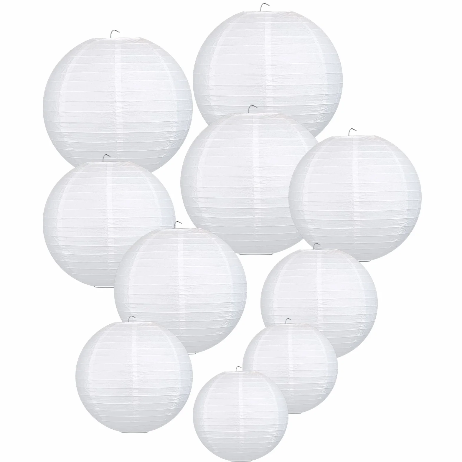 Papierowe lampiony okrągłe 15 20 30 cm dekoracja ślubna 10 sztuk biała