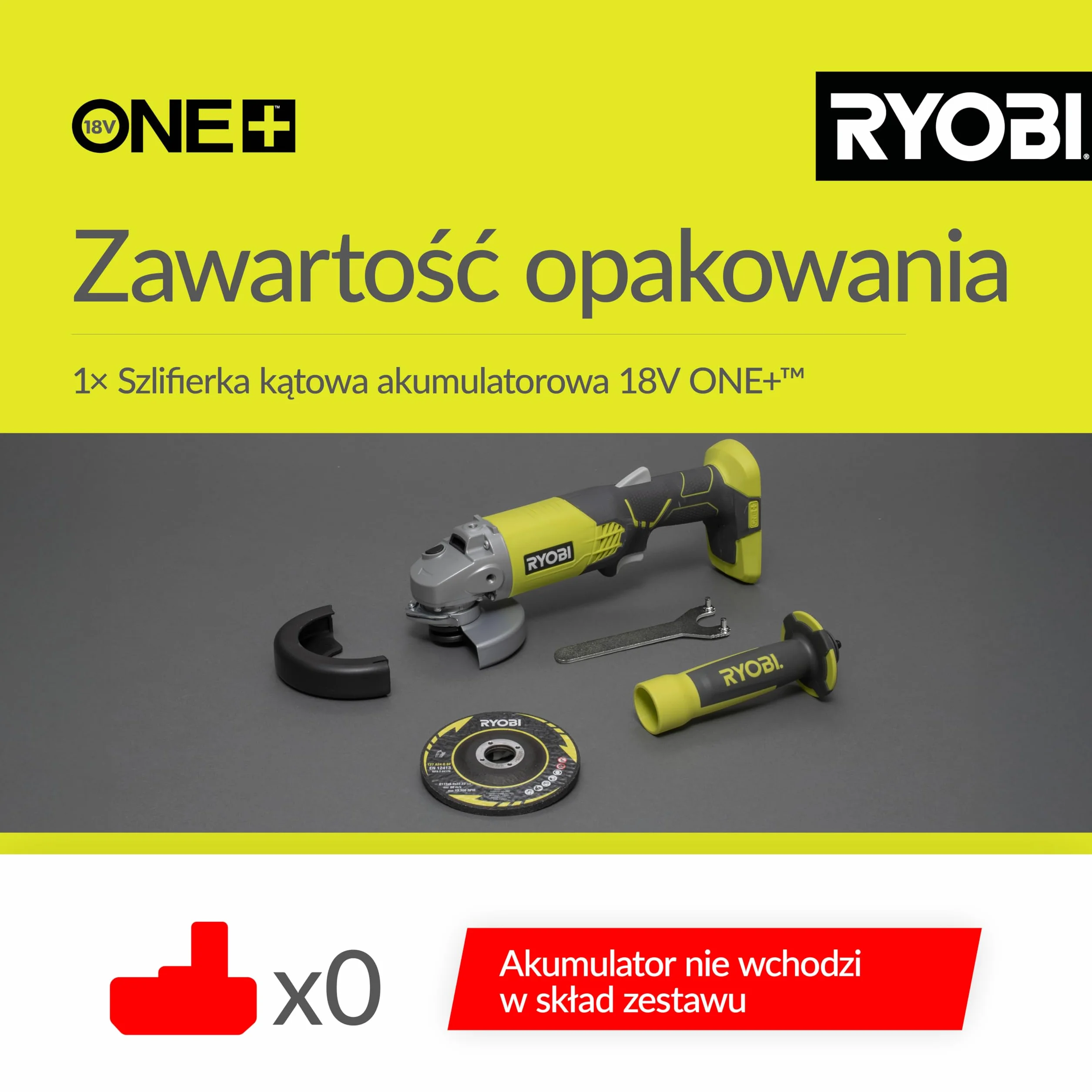 Ryobi R18AG-0 Szlifierka Kątowa Akumulatorowa 115 mm 18 V