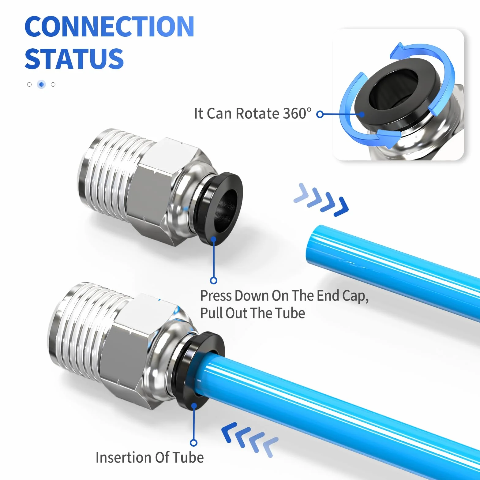 Złączki Push to Connect 6 mm OD x 1/4" BSP gwint do węży pneumatycznych 5 sztuk