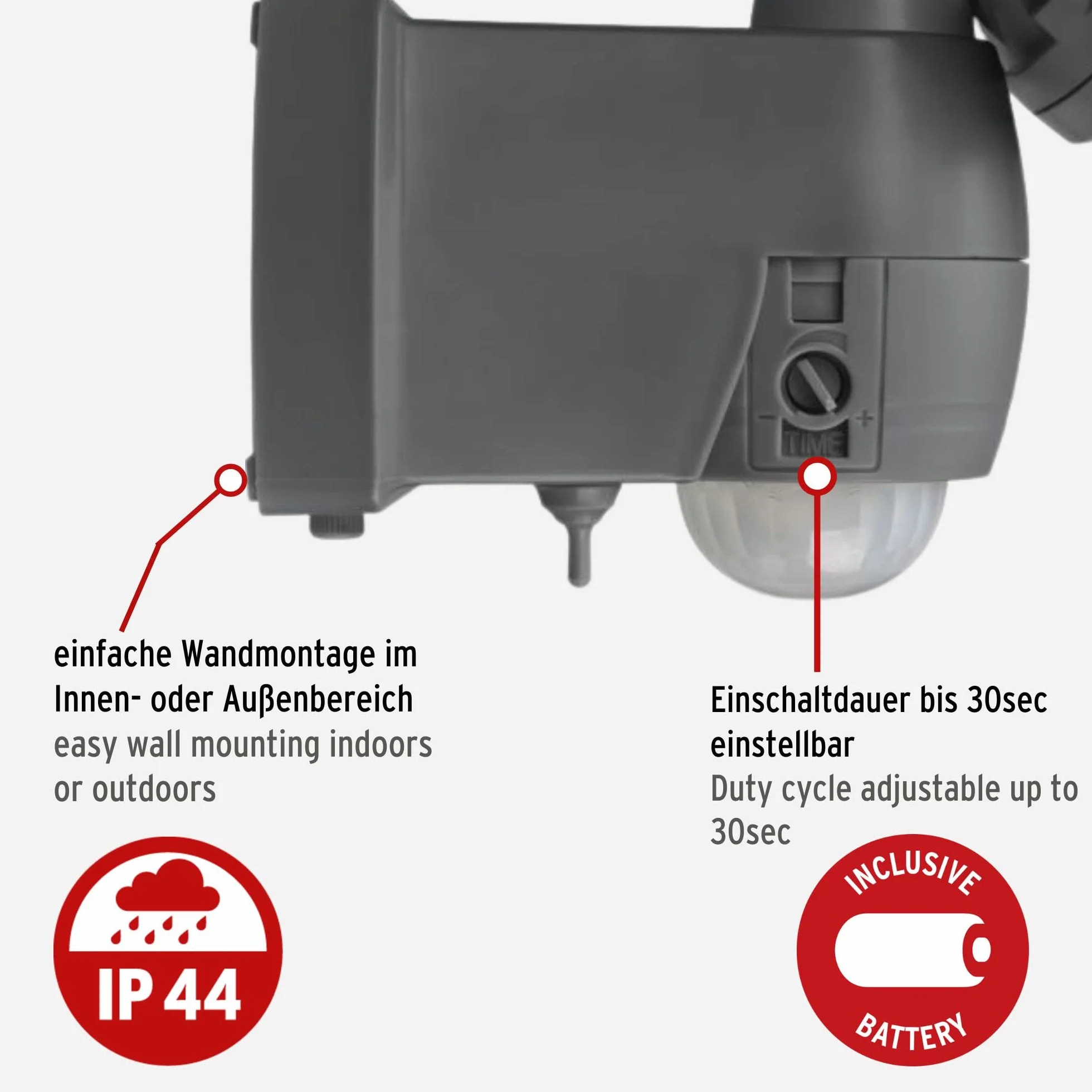 Brennenstuhl LUFOS Reflektor LED z bateriami Kinkiet Zewnętrzny z czujnikiem ruchu 440 lumenów IP44