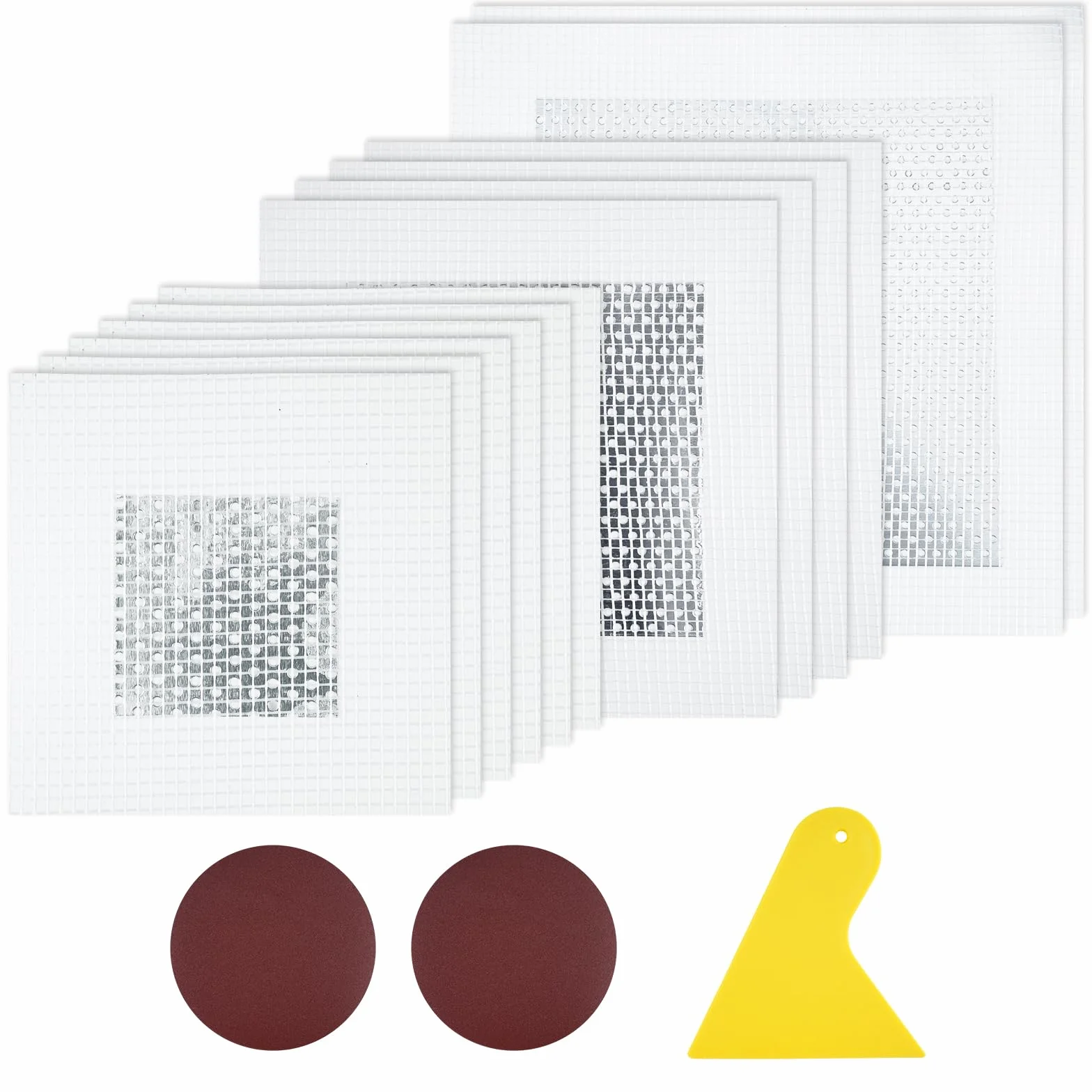 Samoprzylepne łatki do naprawy ścian 10/15/20 cm aluminiowe zestaw naprawczy z skrobakiem i papierem ściernym
