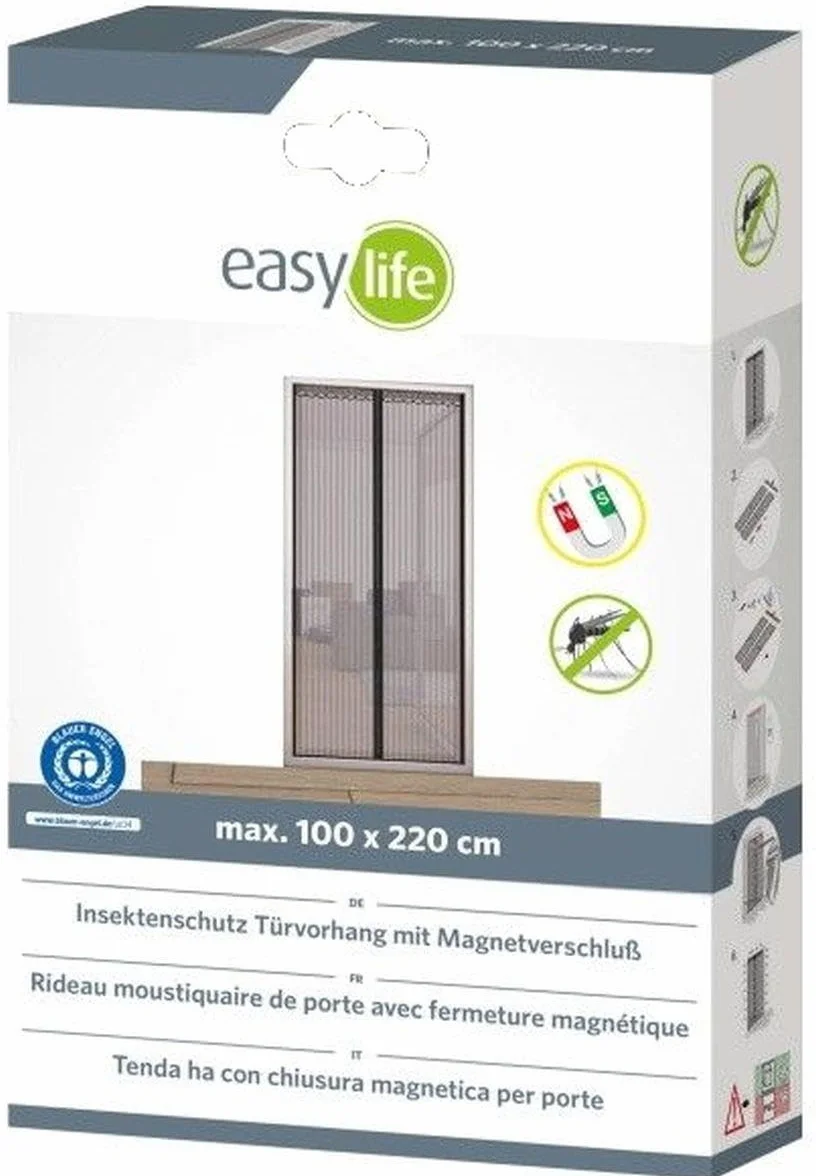 Zasłona z lamelkami do drzwi poliestrowa 100 x 220 cm z prętem łączącym taśmą klejącą i ciężarami