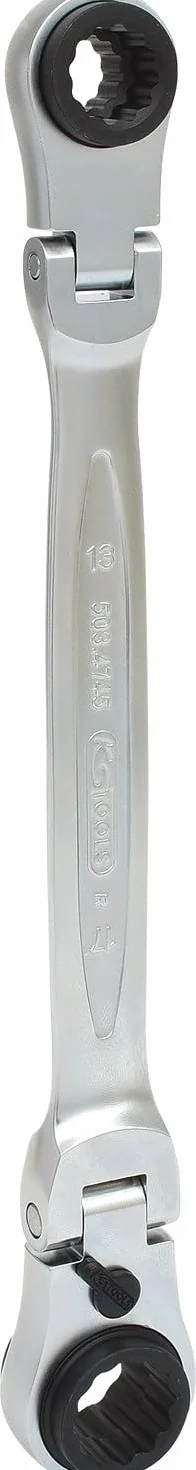 KS Tools 503.4745 4 w 1 GEAR+ Podwójny klucz oczkowy z grzechotką 10x13-17x19mm