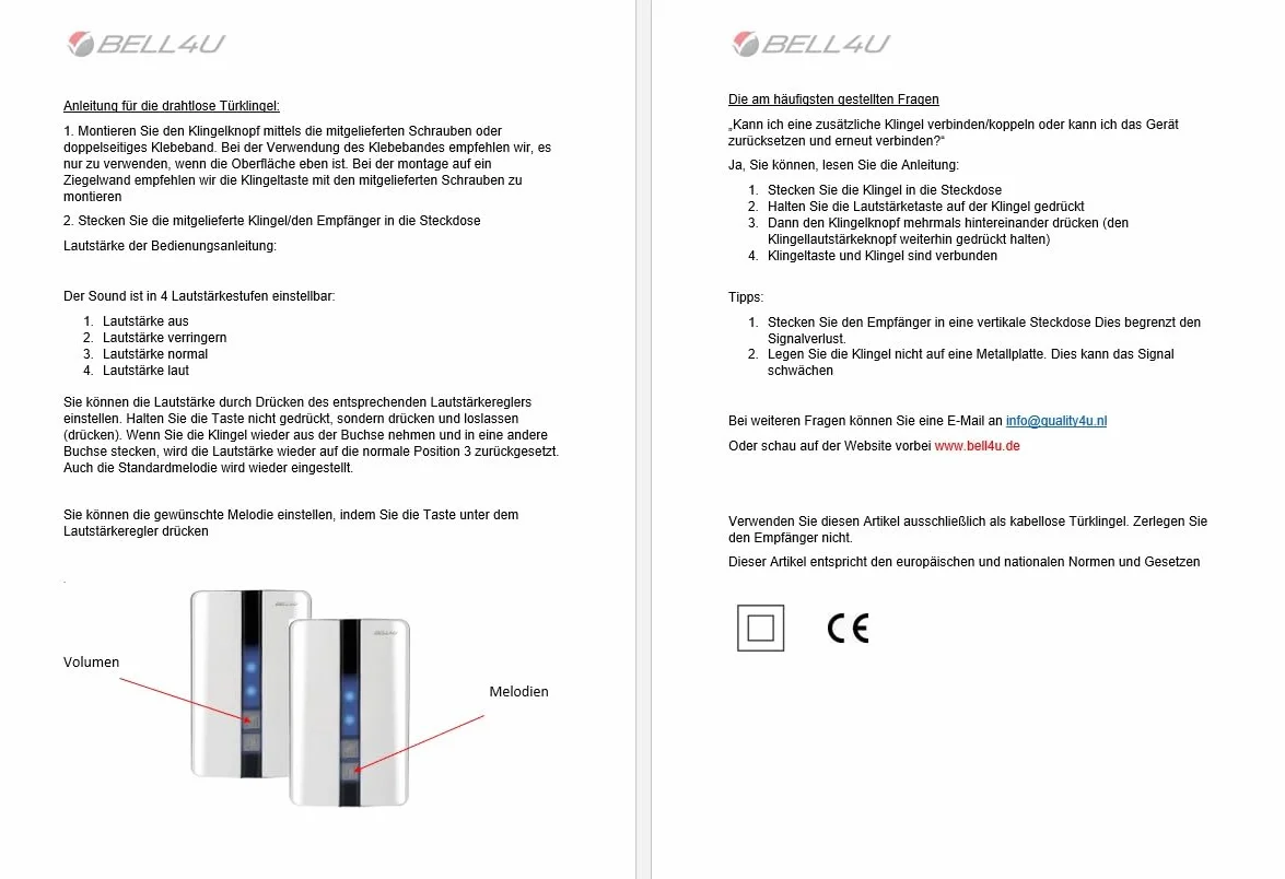 Bezprzewodowy dzwonek do drzwi z 4 odbiornikami plug-in i 2 nadajnikami – bezprzewodowy, bez baterii i wodoszczelny, zasięg 200 m, dzwonek do drzwi zewnętrznych, 51 melodii, 4 poziomy głośności