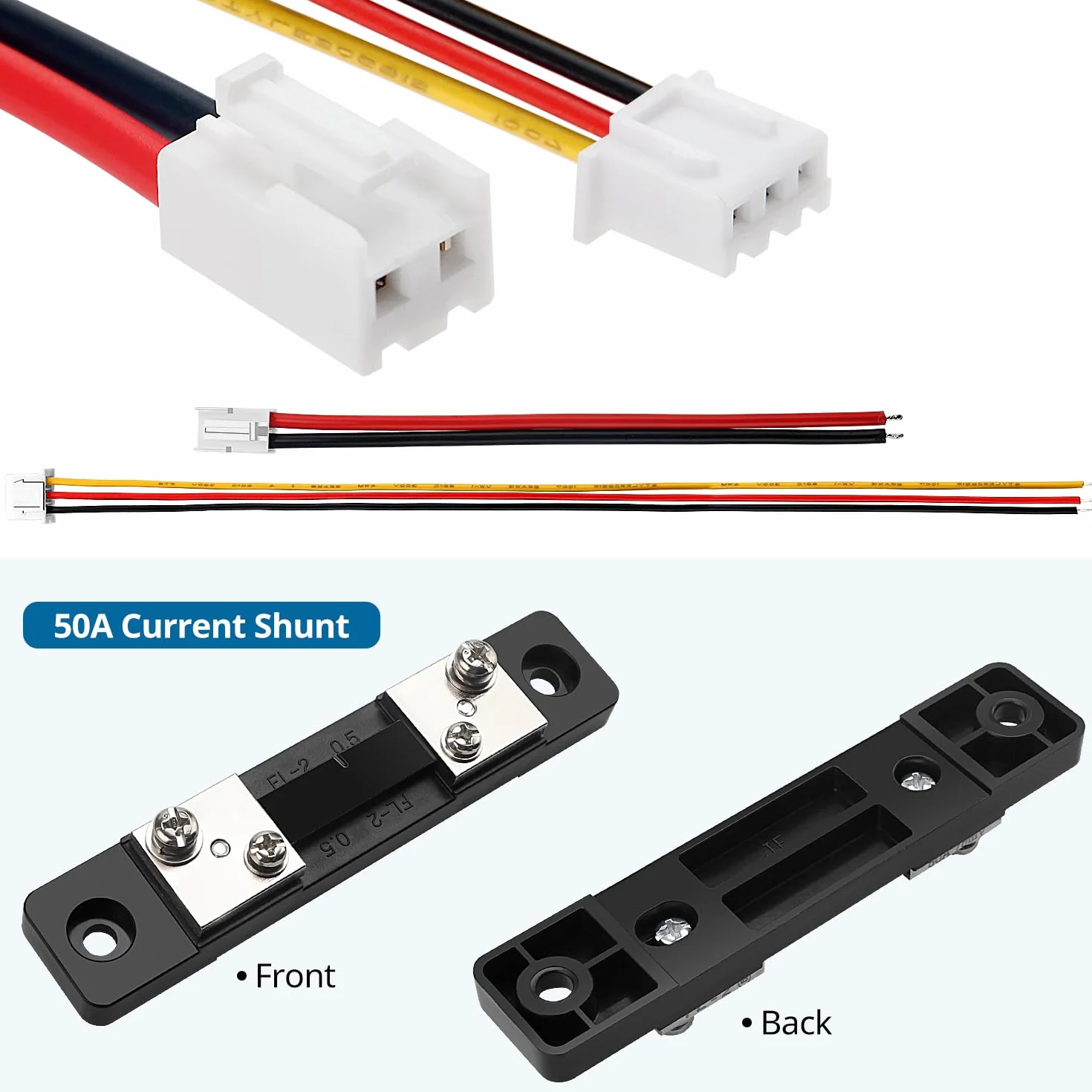 VooGenzek 0.28" Amperomierz LED, Detektor Czerwony i Niebieski Miernik Napięcia Prądu Panel Amp Volt Gauge, DC 0-100V 50A, z Bocznikiem Prądowym 50A, dla Multimetru Miernik Prądu miernika