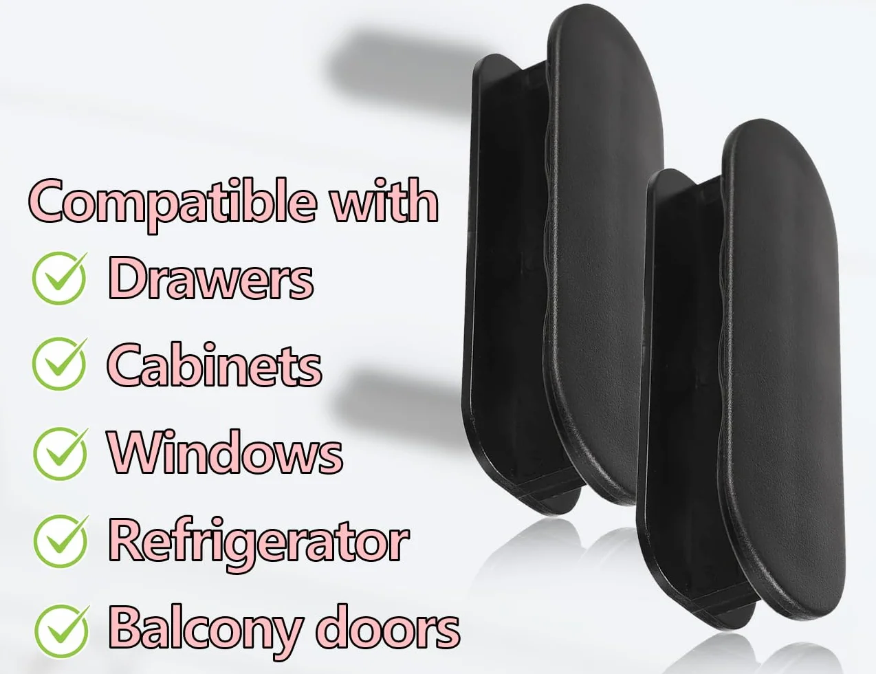 KAPSING 2 sztuki klamek do drzwi samoprzylepne gałki plastikowe uchwyty meblowe czarny
