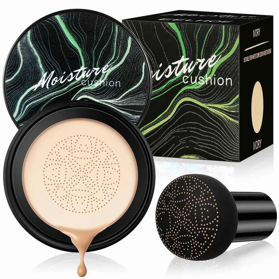 Poduszka powietrzna z głową grzyba CC Cream, Beauty Mushroom, kremowa poduszka powietrzna, podkład, korektor, krem BB, nawilżający, rozjaśniający, równomierny odcień skóry (kość słoniowa)