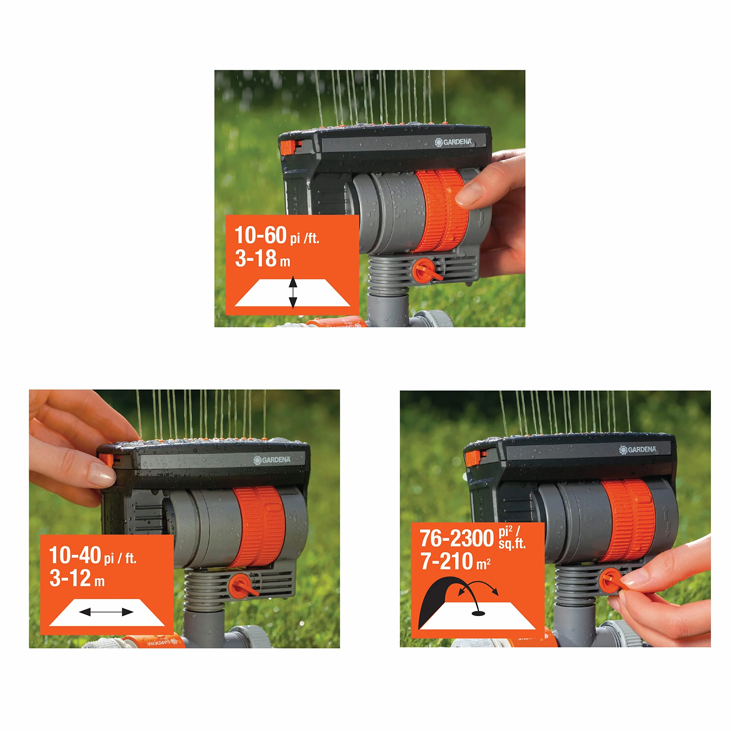 Gardena Regulowany zraszacz ZoomMaxx 69-84BZMX do 2300 m2 z wbudowaną podstawą obciążeniową