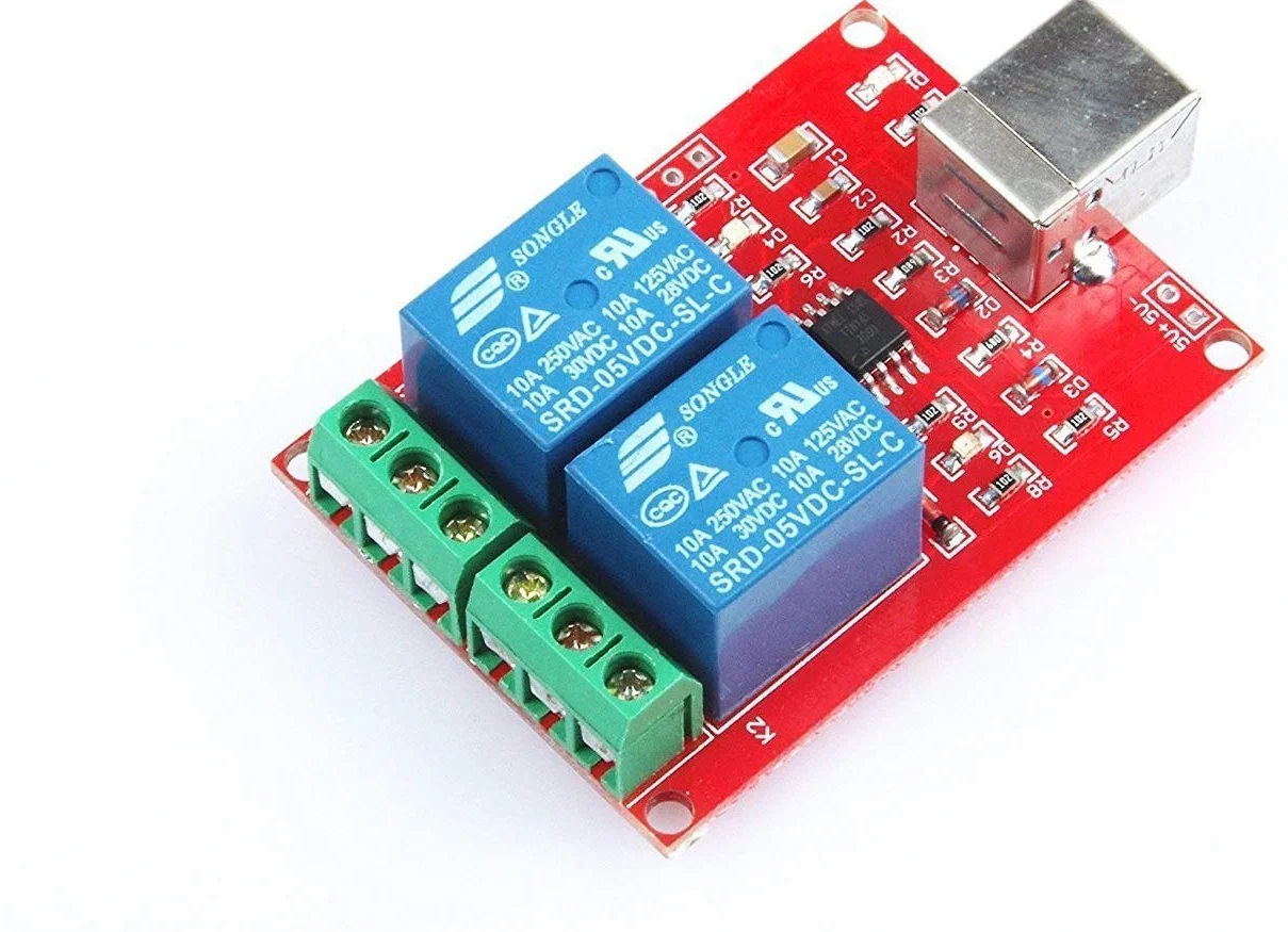 DollaTek DC 5V 2-kanałowy moduł przekaźnika USB sterownik przełącznik PC Intelligent Control