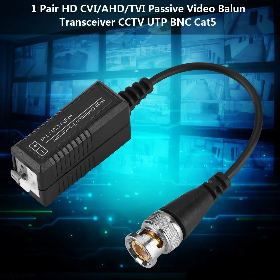 Pasynowy nadajnik HD CVI/AHD/TVI do CCTV – balun wideo UTP/BNC, przesyła sygnał na odległość do 180 m