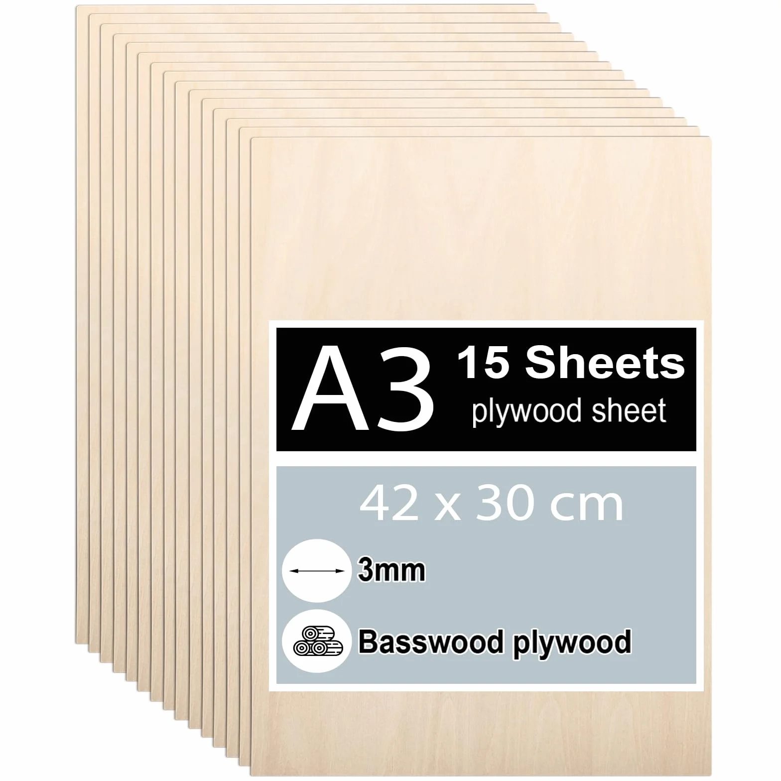 Arkusze sklejki lipowej 3 mm A3 42x30 cm 15 sztuk do DIY obróbki laserowej pirografii