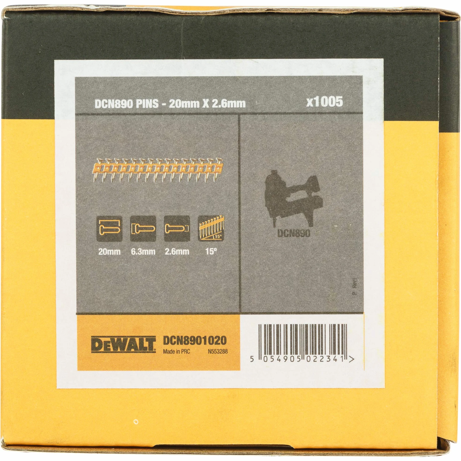 Dewalt DCN890 Gwoździe do Gwoździarki 1005 Sztuk Żółty Srebrny