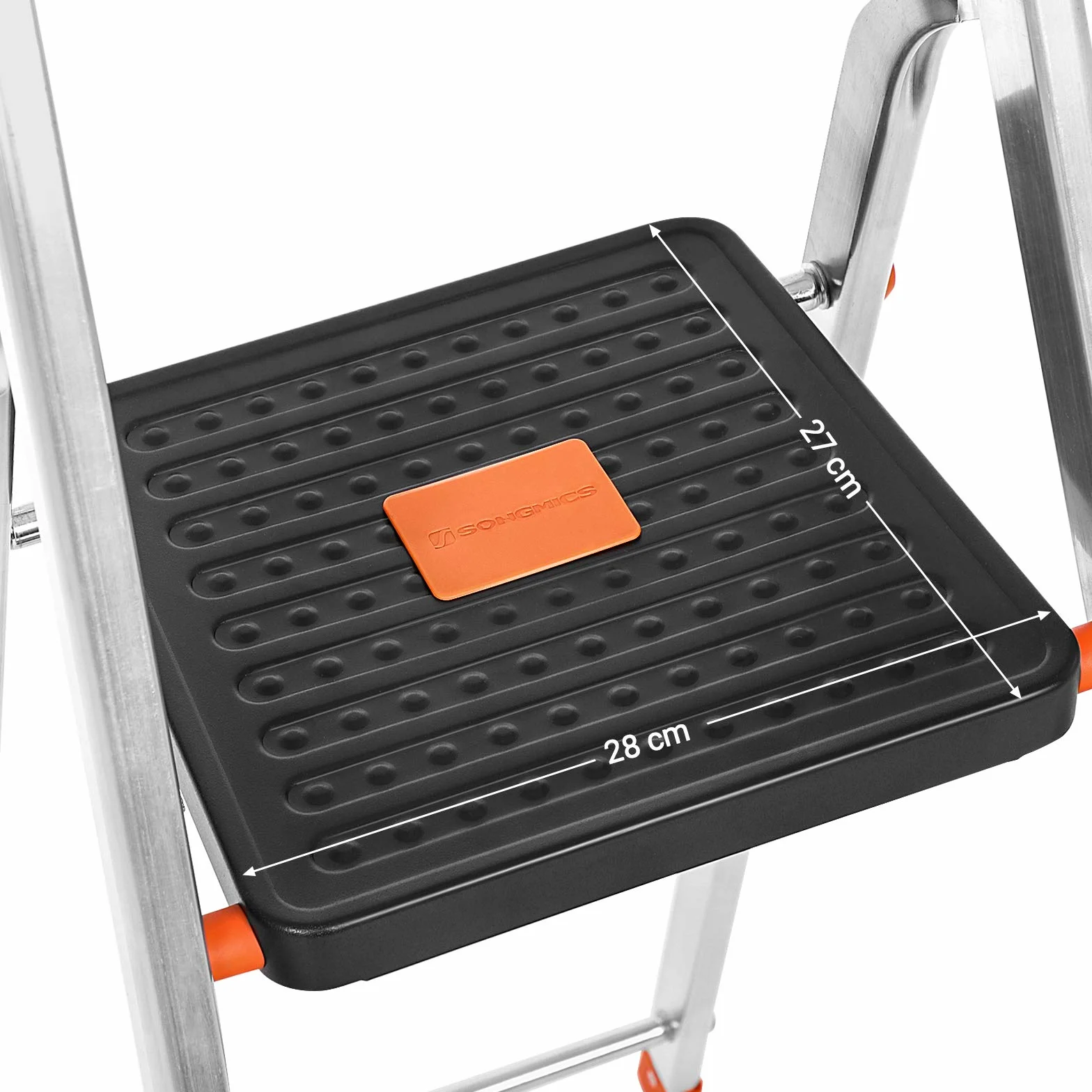 SONGMICS Drabina Aluminiowa 4 Stopnie 150 kg GLT04BK Antypoślizgowa Półka na Narzędzia