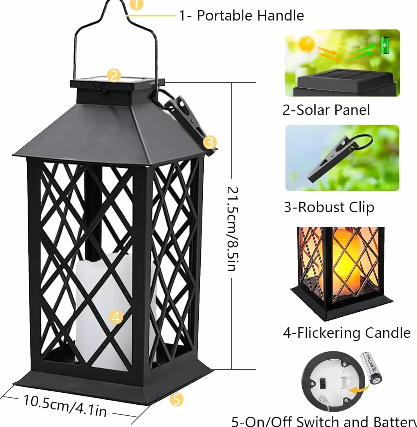 Joycome Latarnia solarna do użytku na zewnątrz, 2 sztuki, lampy solarne do ogrodu z efektami płomienia, wisząca latarnia solarna, wodoszczelna lampa stołowa na taras, balkon, pawilon, dekoracja