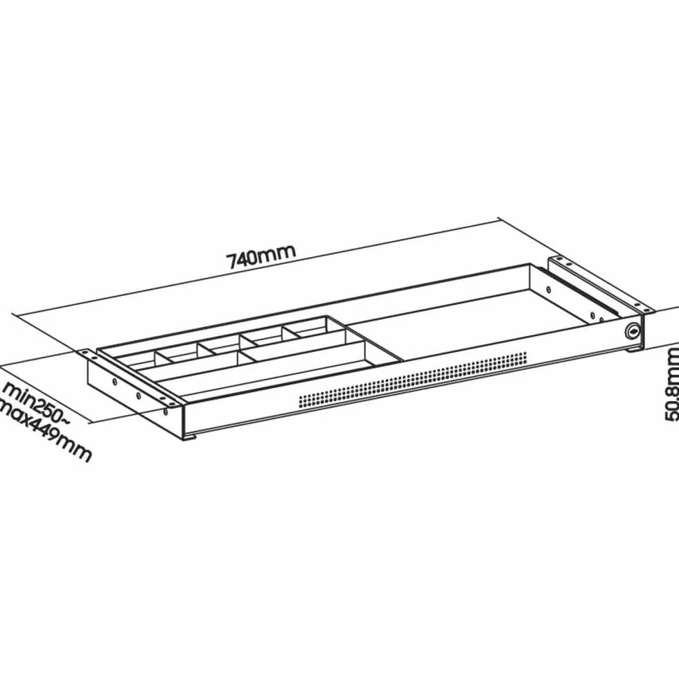 SpeaKa Professional SP-10938492 szuflada pod stolik 740 mm x 272 mm zamykana czarna