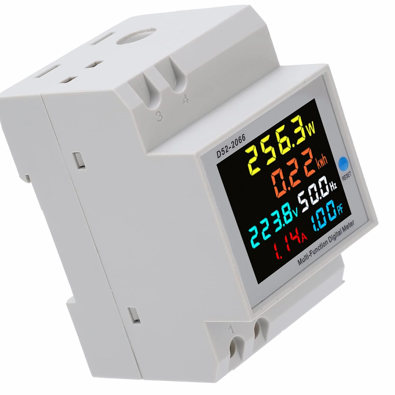 D52 2066 Watowy Licznik Godzin Kolorowy Ekran LCD Wbudowany Transformator Monitorowanie Elektryczne Jednofazowy Licznik Energii AC40.0 do 300.0V