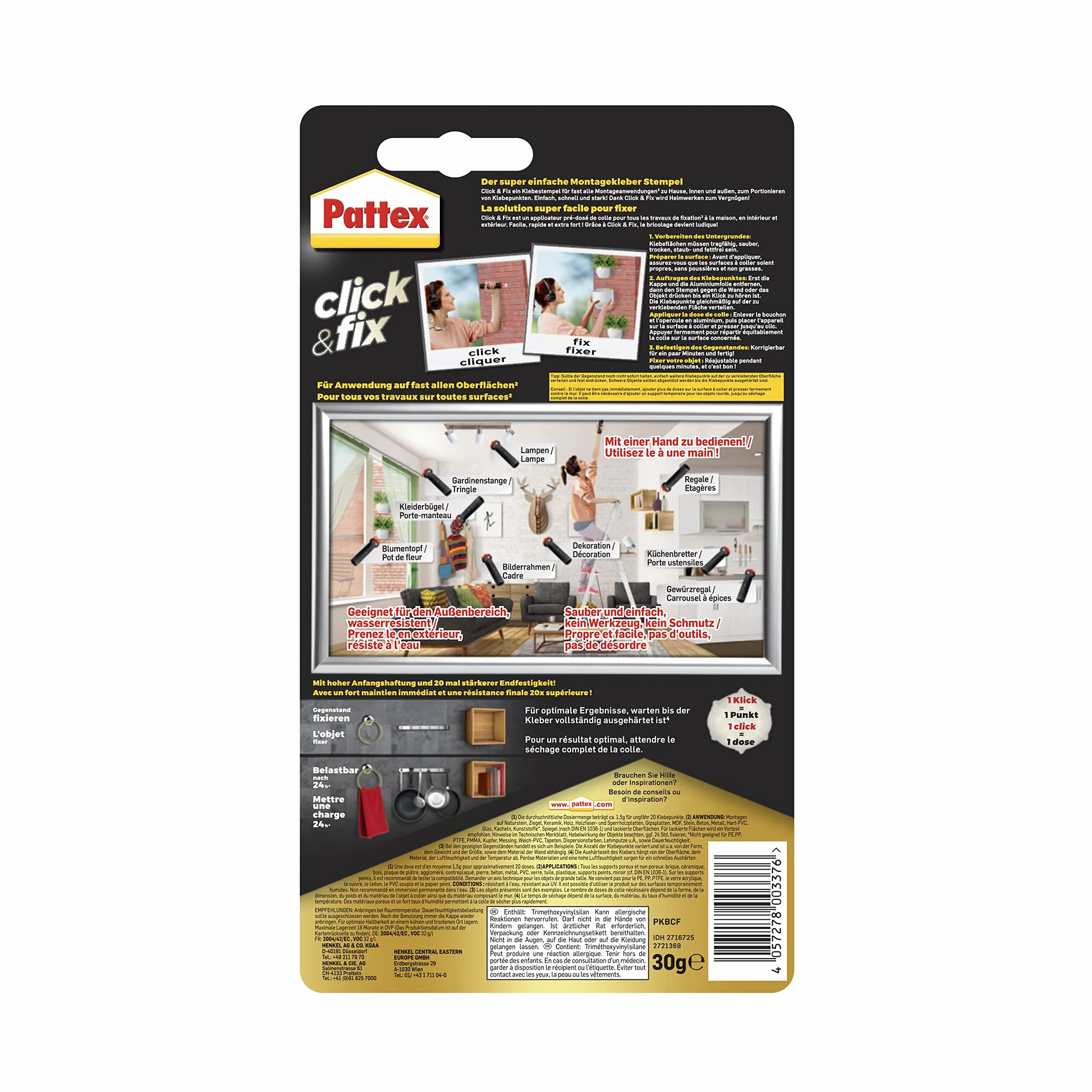 Pattex Klej montażowy Click & Fix, biały, z dozownikiem