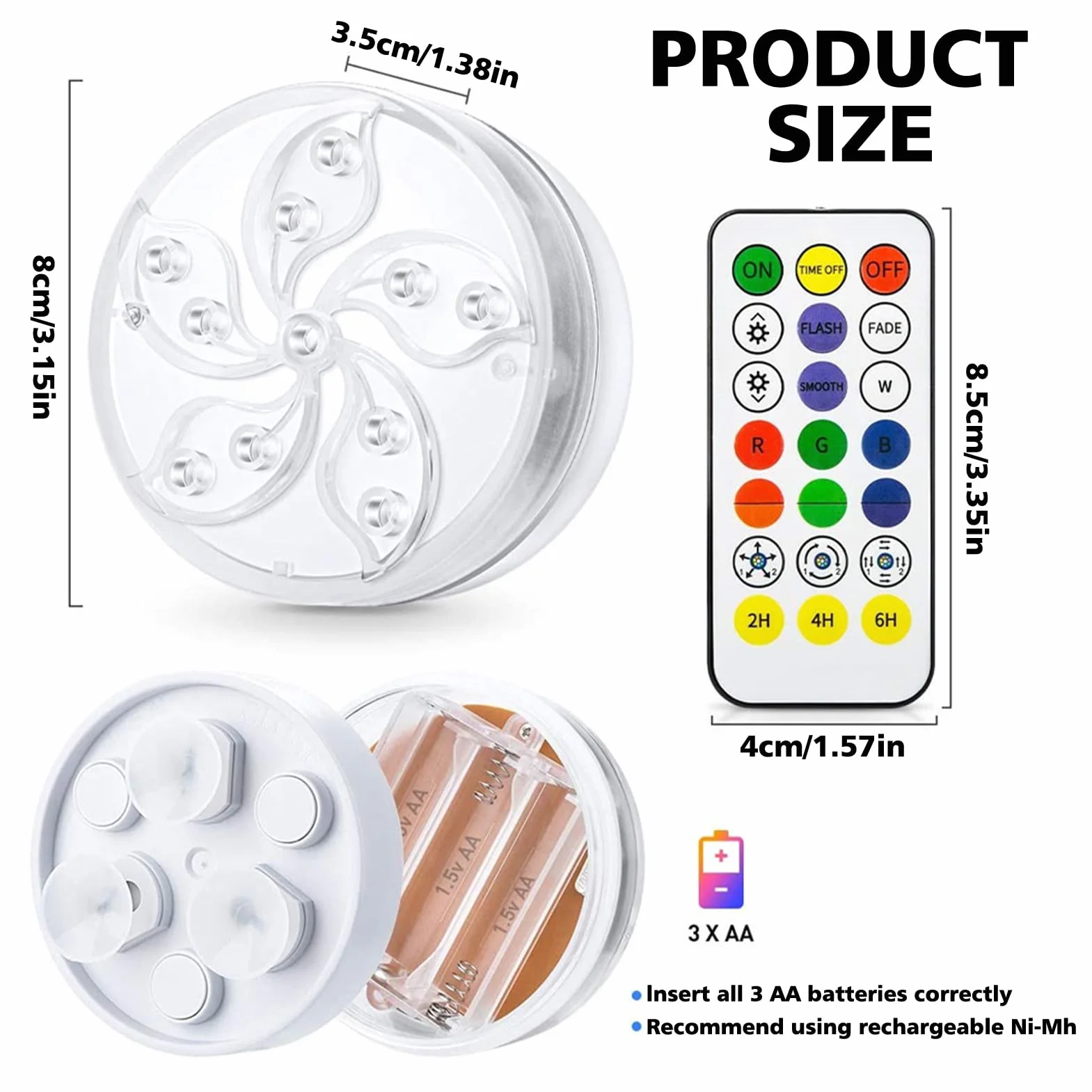 auvstar Oświetlenie basenowe LED do basenu, podwodne, kolorowe lampy LED do wanny, wielokrotnego ładowania, zmieniające się kolory, oświetlenie jacuzzi, podwodne (styl A, 2 sztuki)