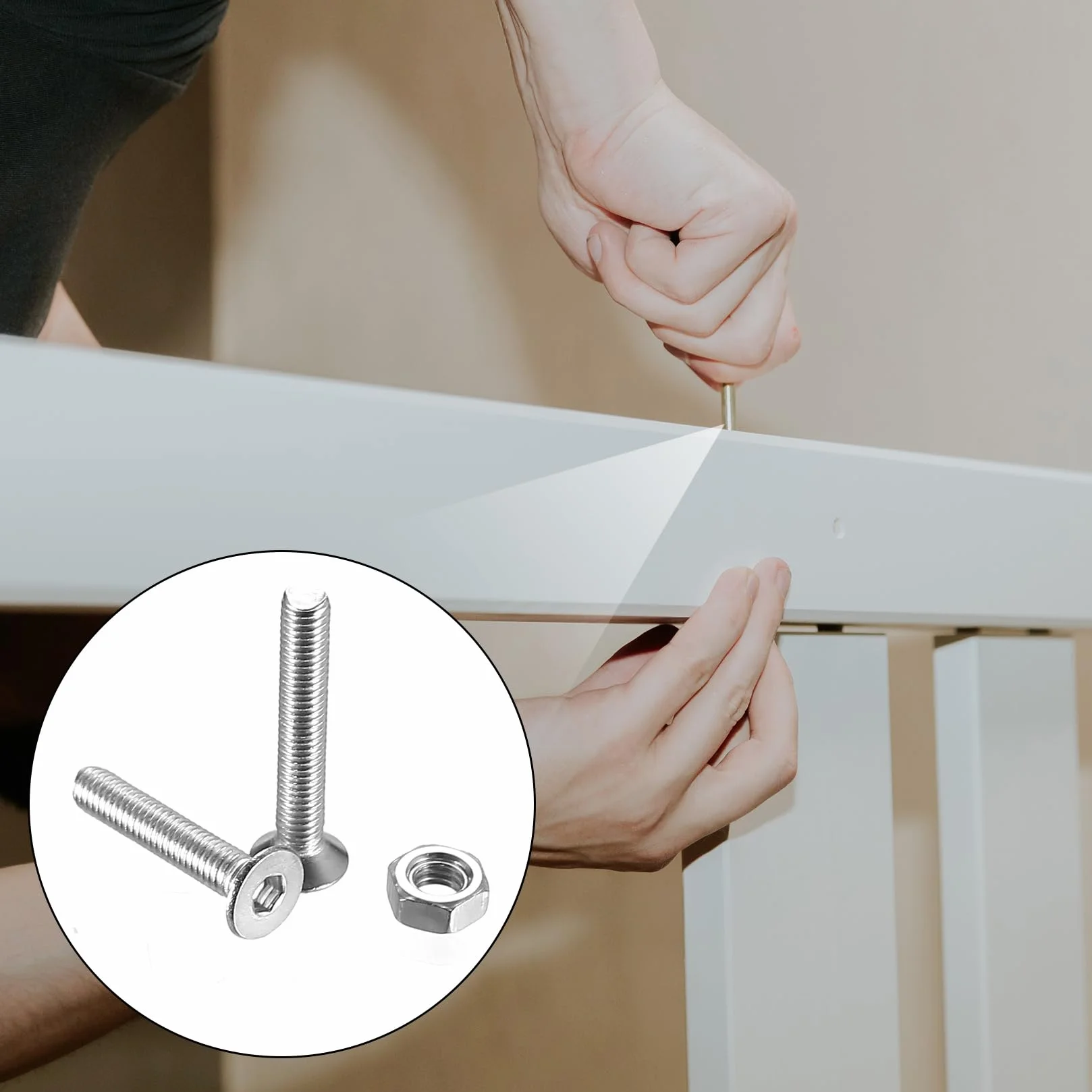 Zestaw śrub z łbem stożkowym M2 M2,5 M3 Torx, nakrętki i podkładki, srebrne