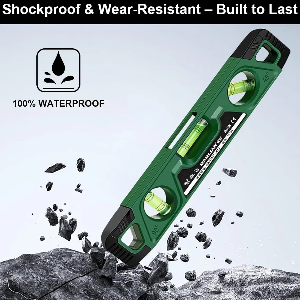 Flintronic Poziomica magnetyczna 230 mm z 3 bąbelkami 45° 90° 180° odporne na wstrząsy