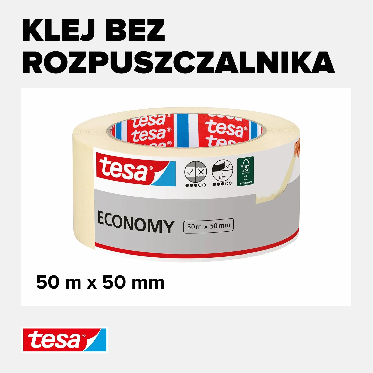 tesa taśma malarska uniwersalna 50m x 50mm do maskowania bez rozpuszczalników