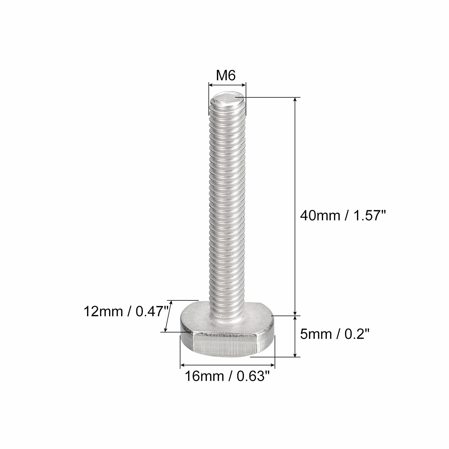 QUARKZMAN 10 szt. śruby z rowkiem T M6 x 40 mm ze stali nierdzewnej 304