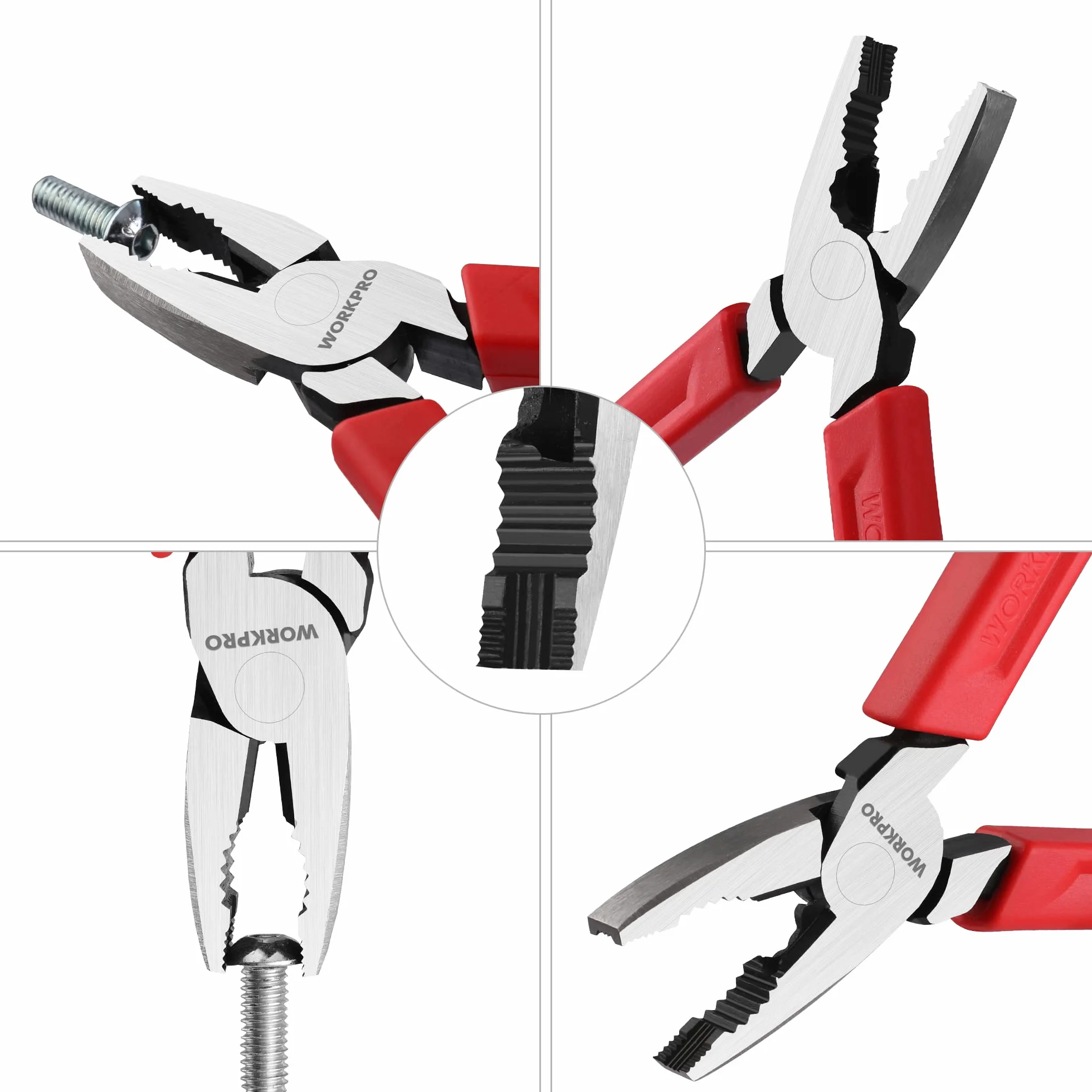WORKPRO Szczypce kombinowane 165 mm Cr-V wielofunkcyjne z cięciem drutu