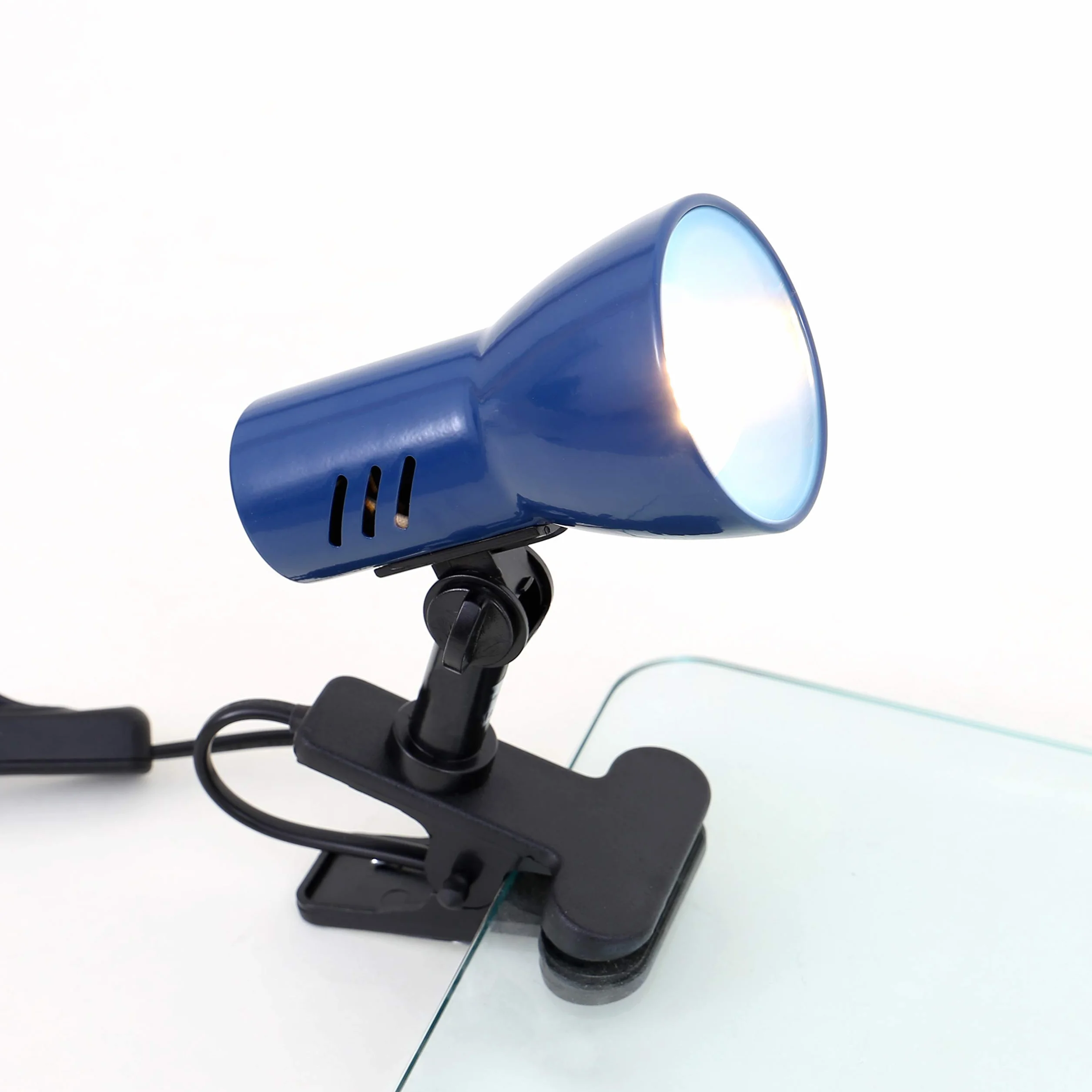 Briloner Leuchten lampa zaciskowa obrotowa wychylna z włącznikiem sznurkowym niebieska 40 W metal