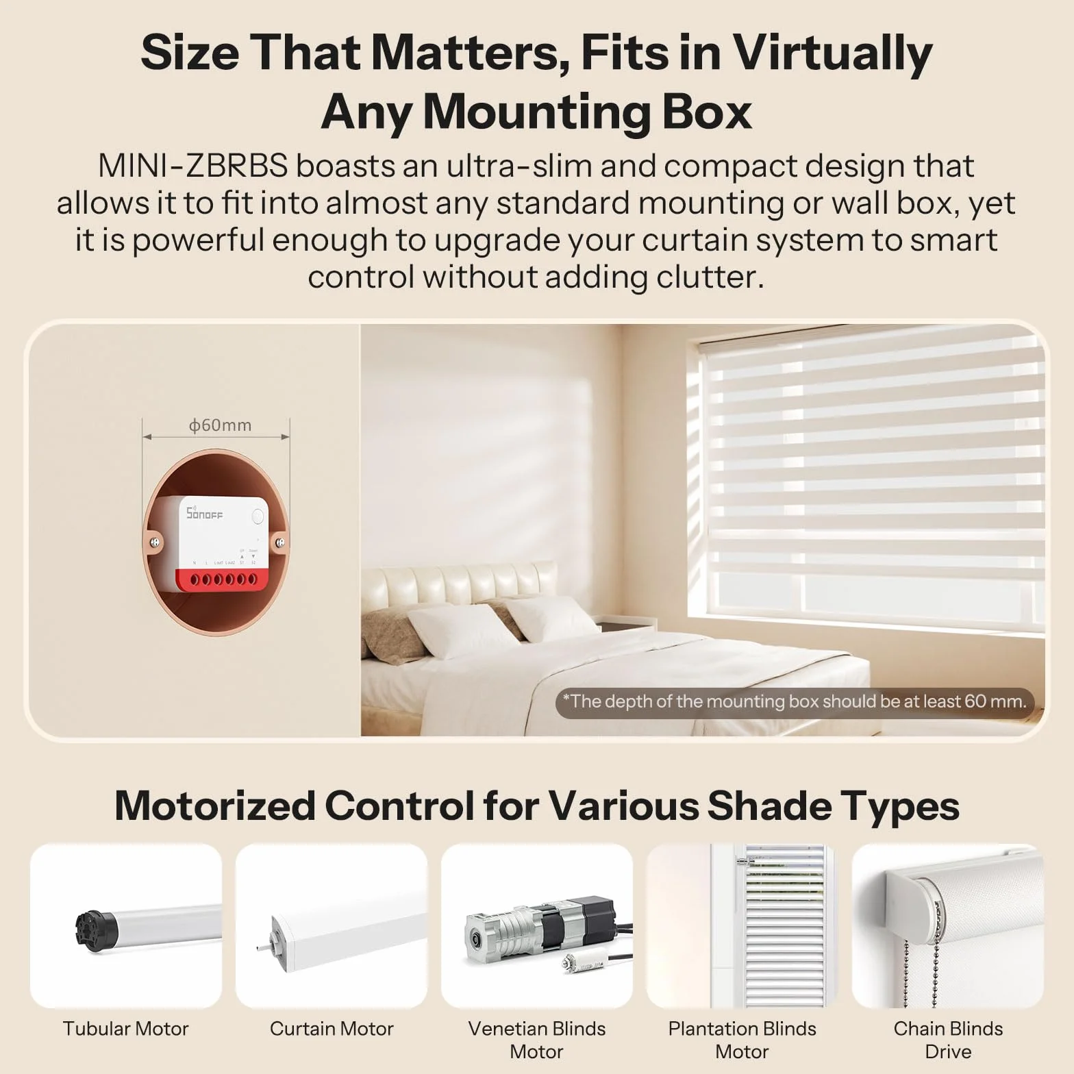SONOFF Zigbee Przełącznik do Rolet MINI-ZBRBS, Miniaturowy Rozmiar, Sterowanie Procentowe, Repeater Zigbee, Obsługa Alexa/Google Assistant/Home Assistant, Wymagany Przewód Neutralny, Zestaw 2 szt.
