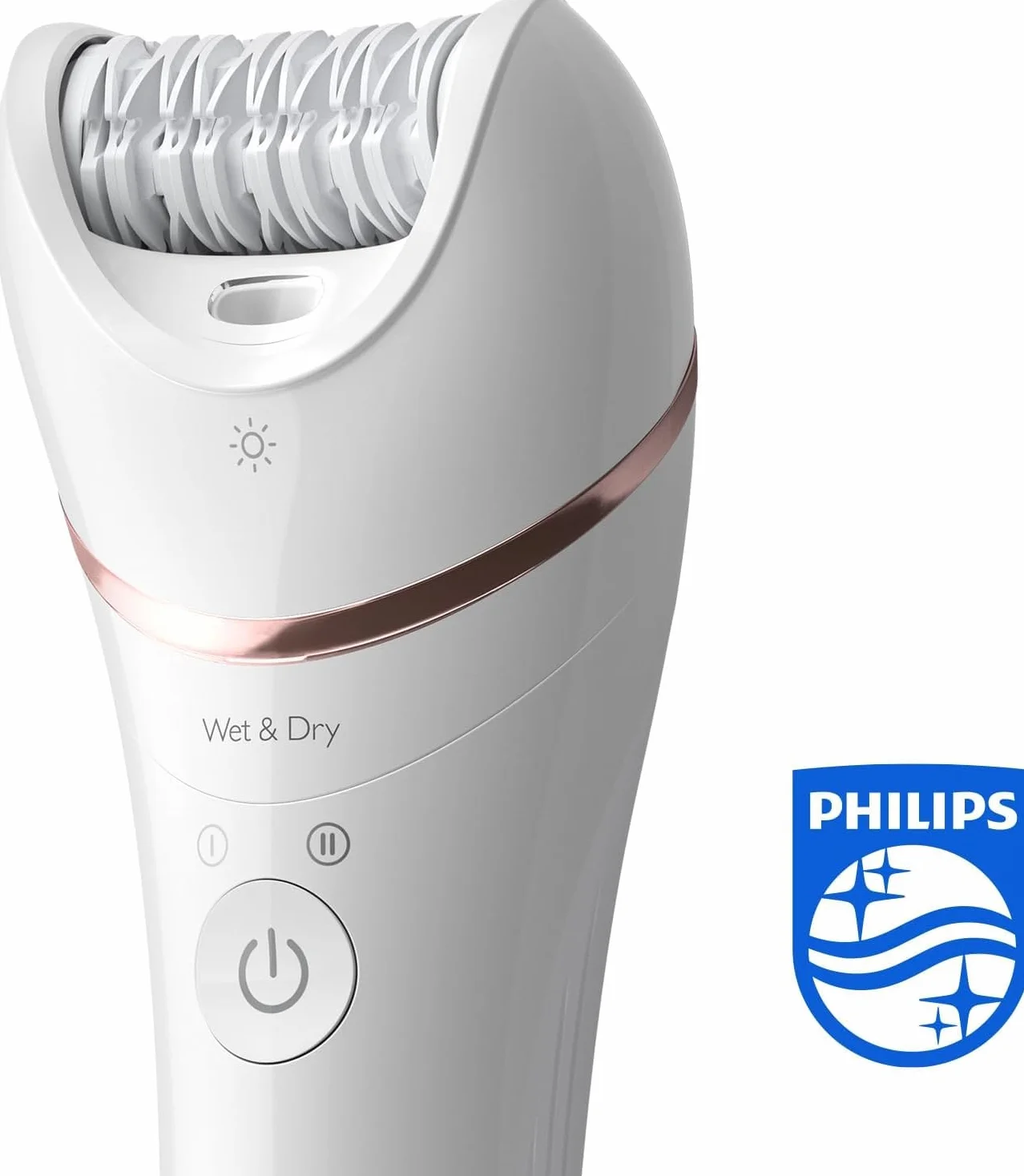 Philips Depilator z serii 8000, bezprzewodowy depilator na mokro i na sucho do nóg i ciała z 9 akcesoriami, golarką, trymerem, pilnikiem do pedicure i szczoteczką złuszczającą, model BRE740/10