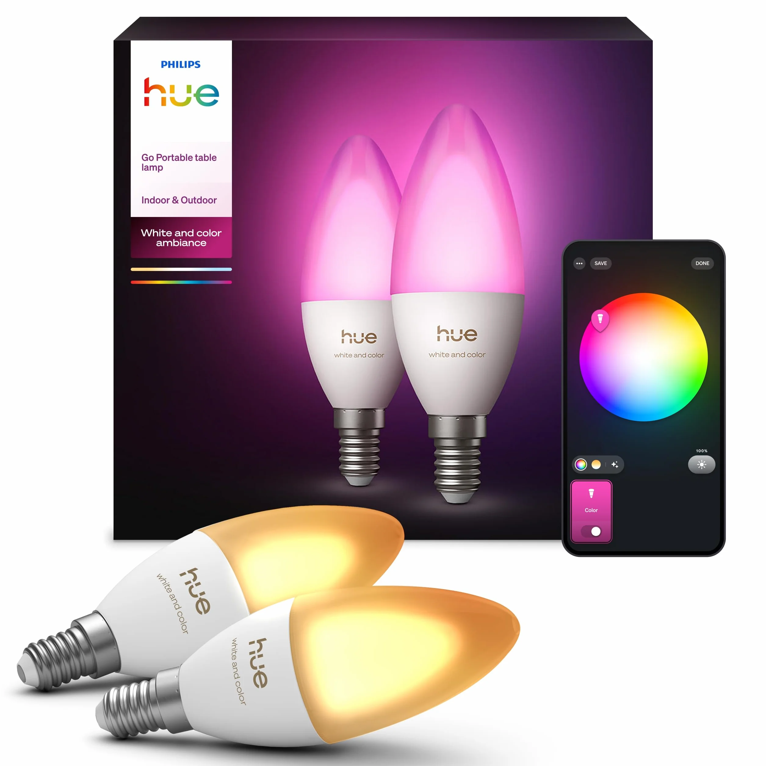 Philips Hue White and Color Ambiance Podwójne Opakowanie E14 470lm