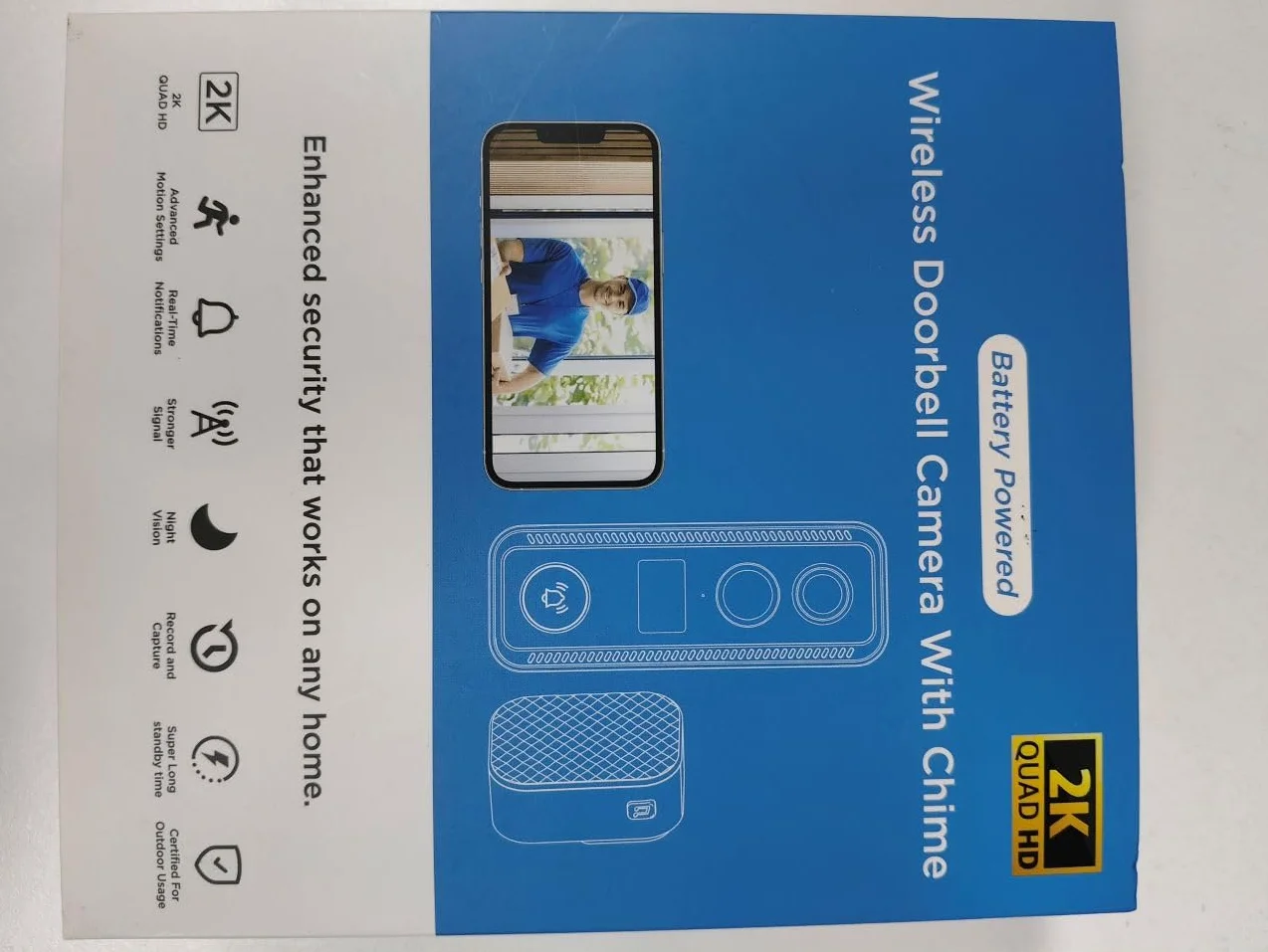 Ankway Dzwonek do drzwi wideo 2K Wi-Fi 145° PIR 2-drożne połączenia wideo wodoszczelny obsługa Alexa