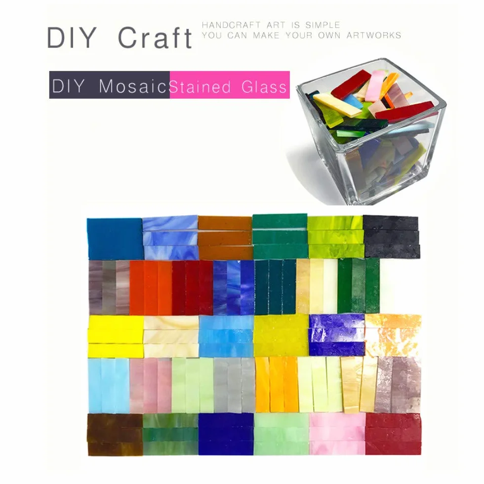 1 x 4 cm pasek witrażowy, DIY, szklana mozaika, hobby, rękodzieło, talerze, ramki na zdjęcia, doniczki, ręcznie robiona biżuteria 200 g (różne kolory)