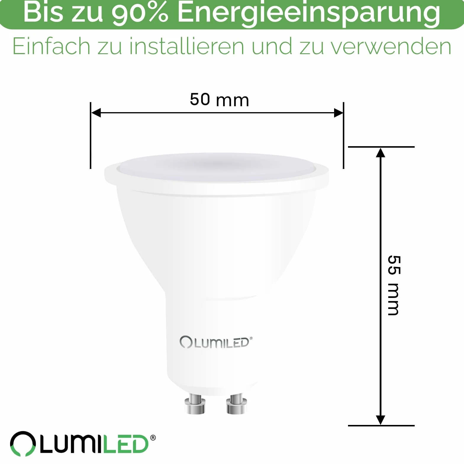 LUMILED GU10 LED 6W 580lm 4000K Neutralna Biała Żarówka Punktowa 120° 10 Sztuk