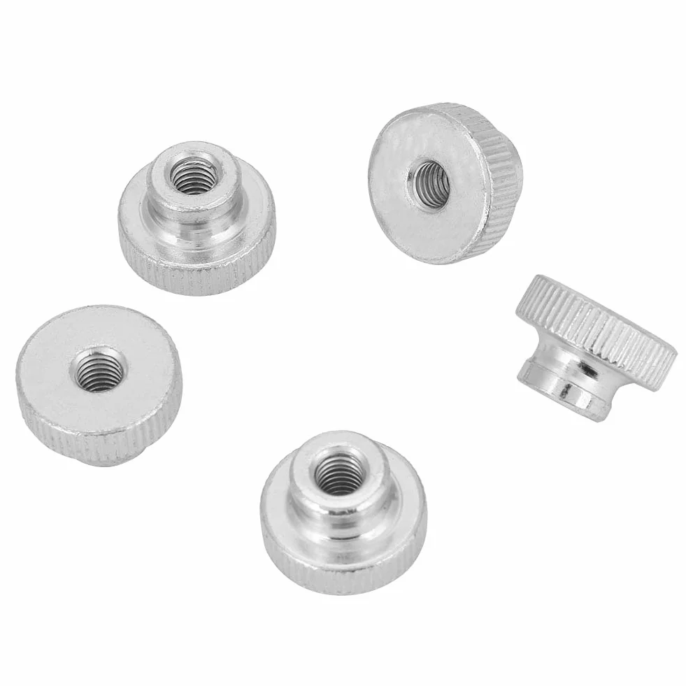 Vernickelter Kohlenstoffstahl Handfest Rändelmuttern Griff mit Muttern M3 M4 M5 M6 M8 M10 (65pcs)