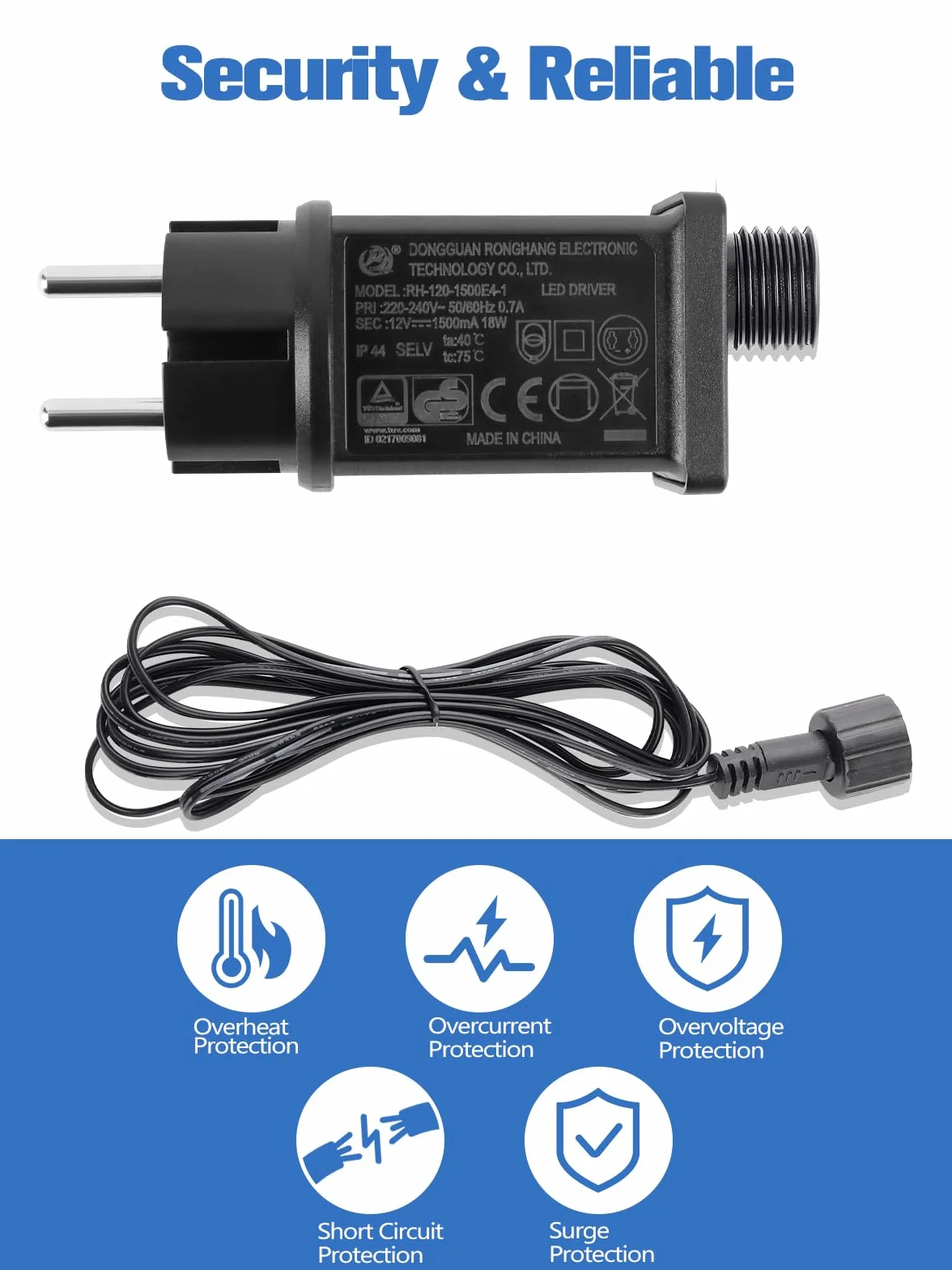 Nadmuchiwany adapter 12 V 1,5 A IP44 wodoodporny transformator zasilacz do LED