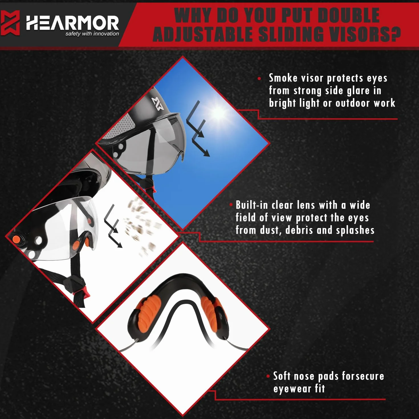 HEARMOR Kask ochronny ANSI Z89.1 EN397 6-punktowy czepek roboczy