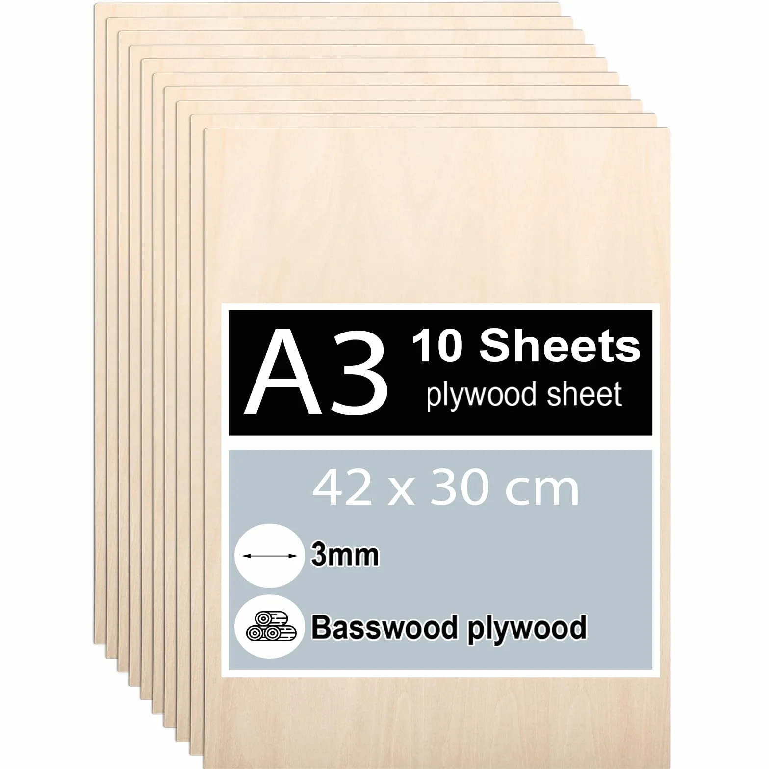 Sklejka Lipowa 3 mm 42x30 cm Panele Drewniane do Majsterkowania
