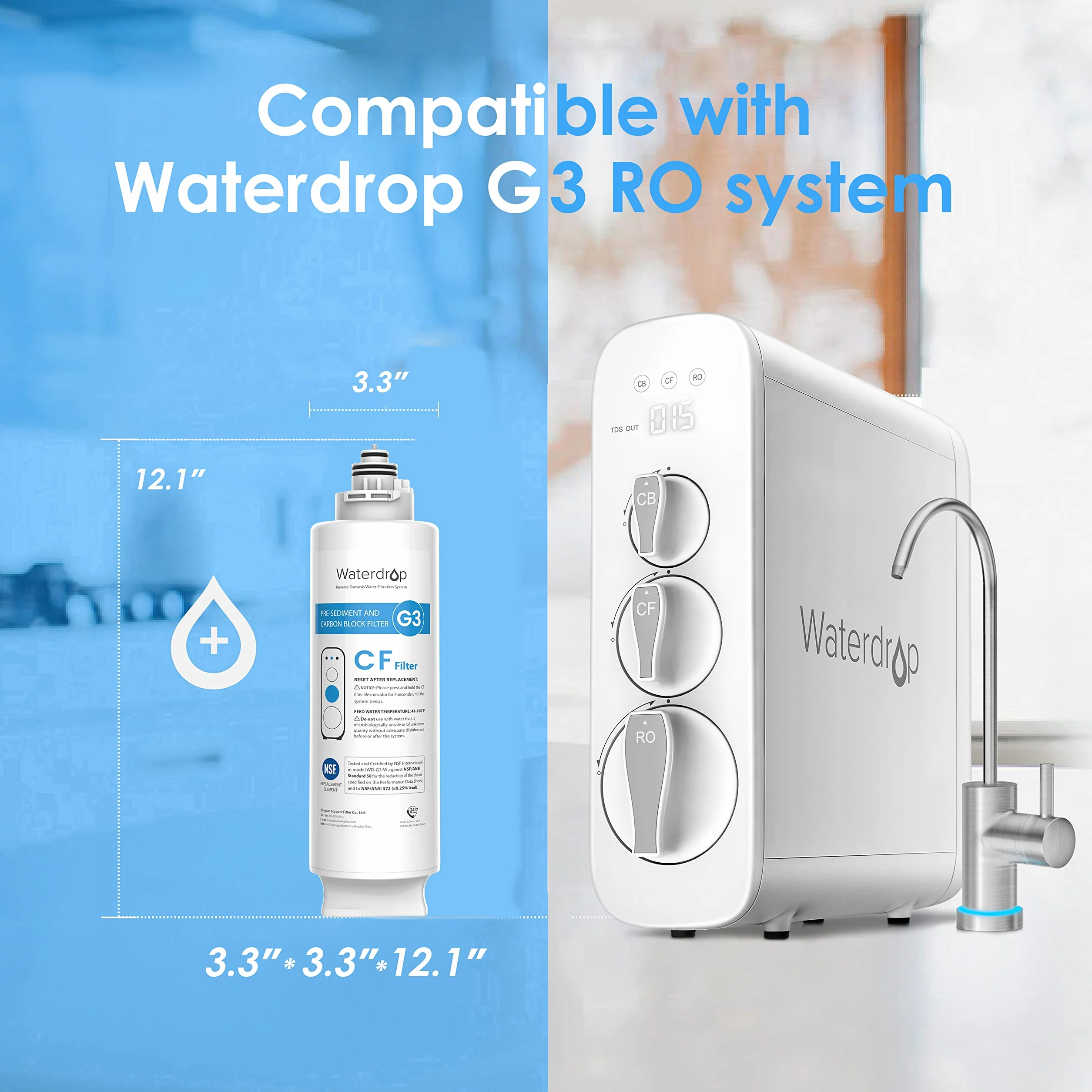 Waterdrop WD-G3-N1CF Filtr zamiennik do systemu odwróconej osmozy WD-G3-W