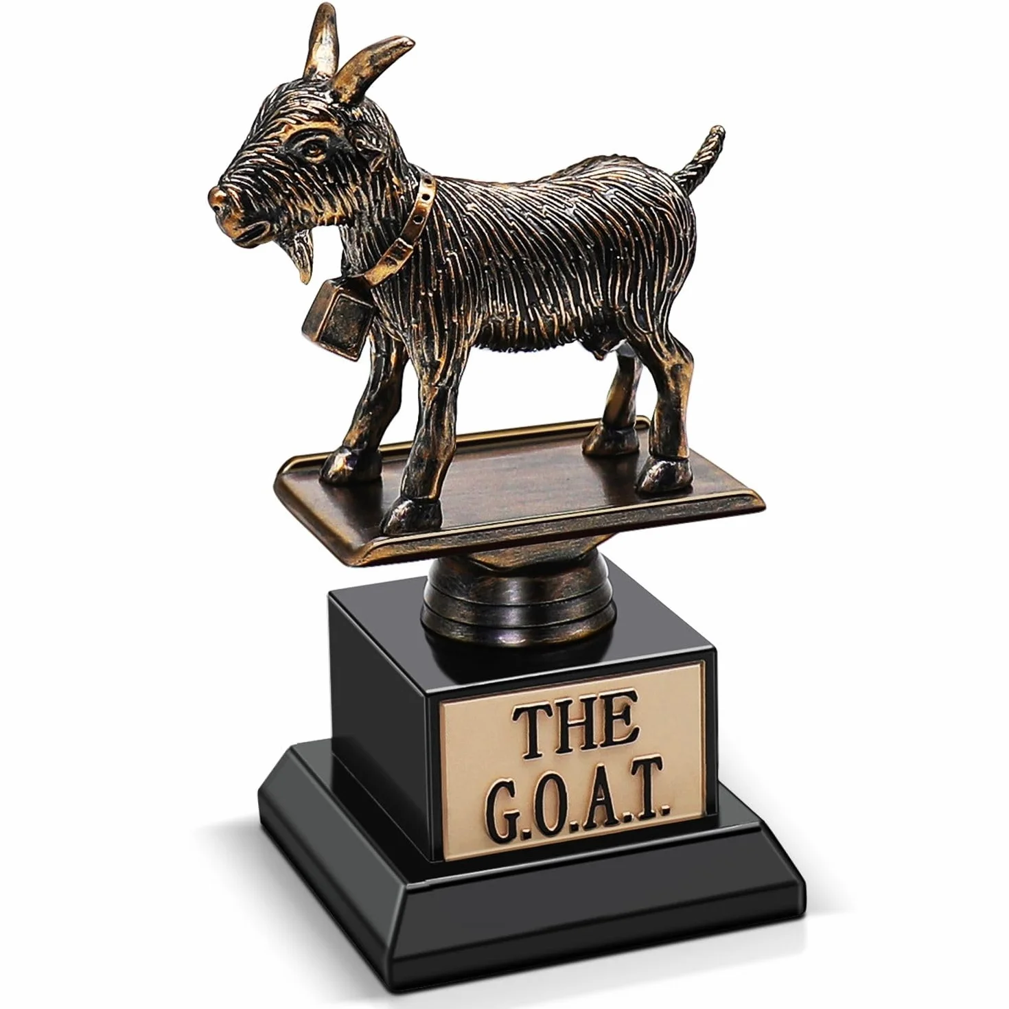 Flexzion Nagroda The Goat Trophy Award - najlepsze wszechczasów zabawne trofeum dla dorosłych, grawerowany talerz z statuetką, unikalna tablica podarunkowa z uznaniem dla sportów fantasy, pracownika,