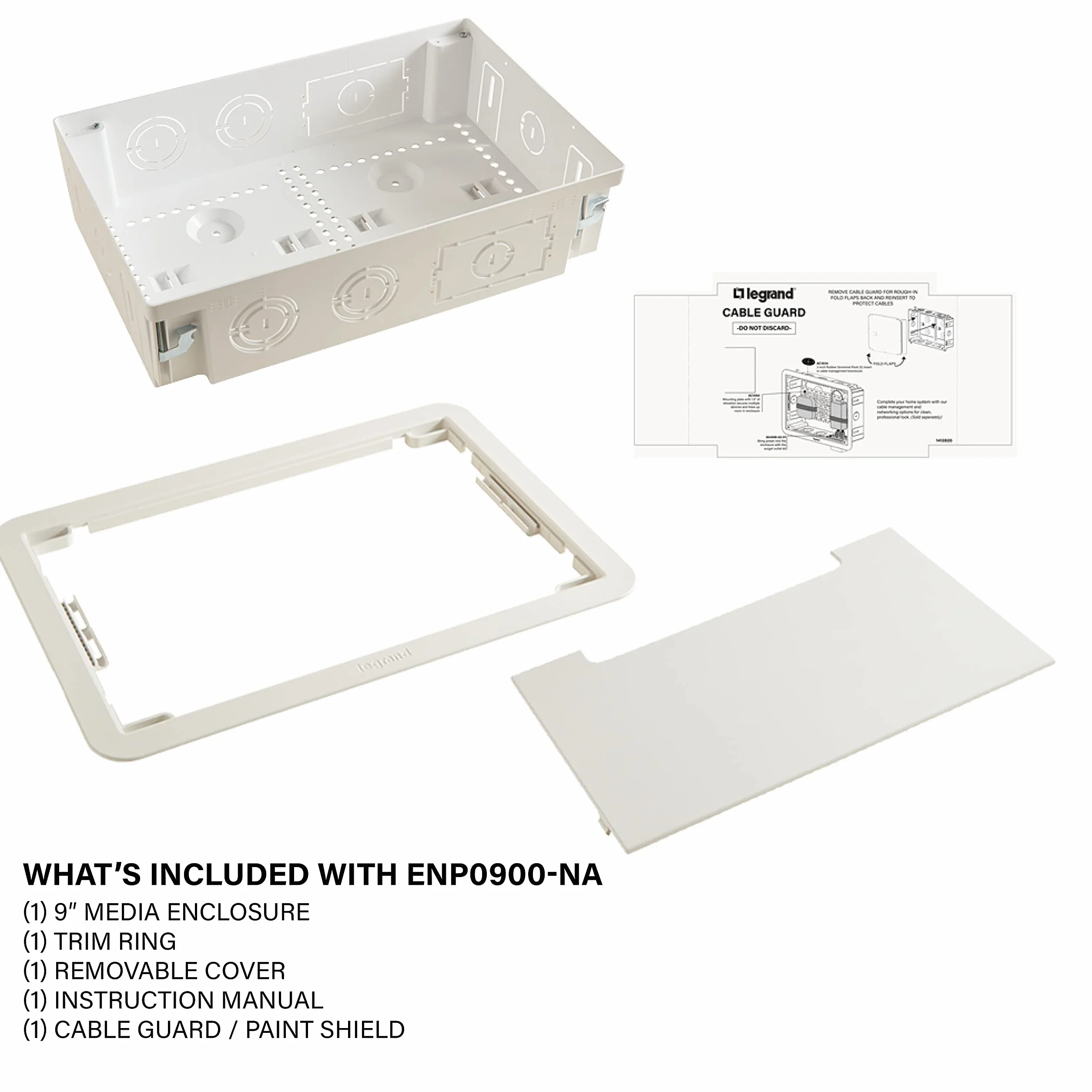 Legrand ENP0900-NA OnQ obudowa ścienna zarządzanie kablami 23 cm biała