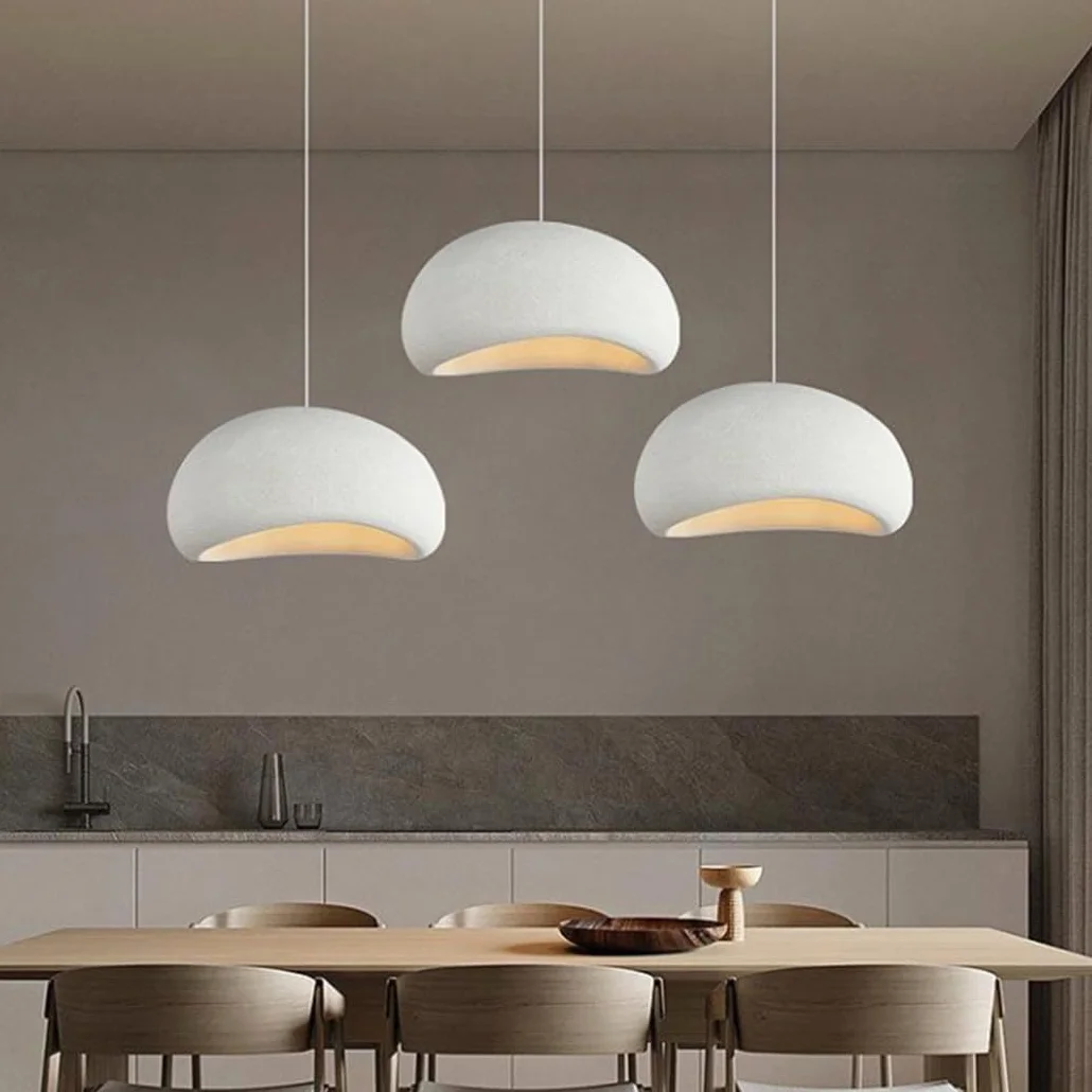 Lampa Wisząca Wabi-Sabi Biały Matowy Żywica Żyrandol E27 60cm Nordycki Styl Do Salonu Sypialni