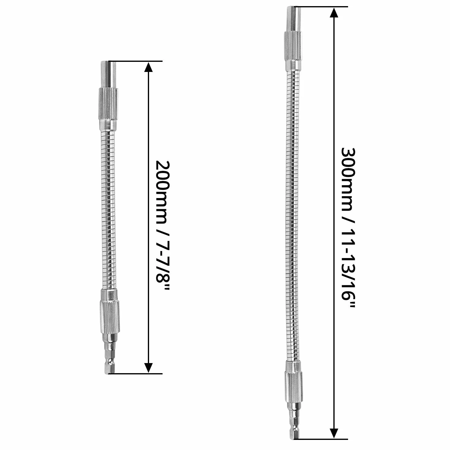 QWORK Wkrętak z elastycznym przedłużeniem 6,35 mm / 1/4", 200 mm i 300 mm (2 sztuki)