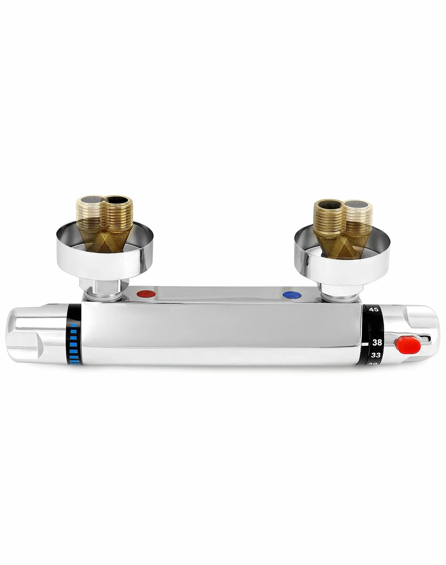 QWORK® termostatyczny kran prysznicowy, zawór G1/2" wylot, mosiężny mikser, stała regulacja temperatury do łazienki