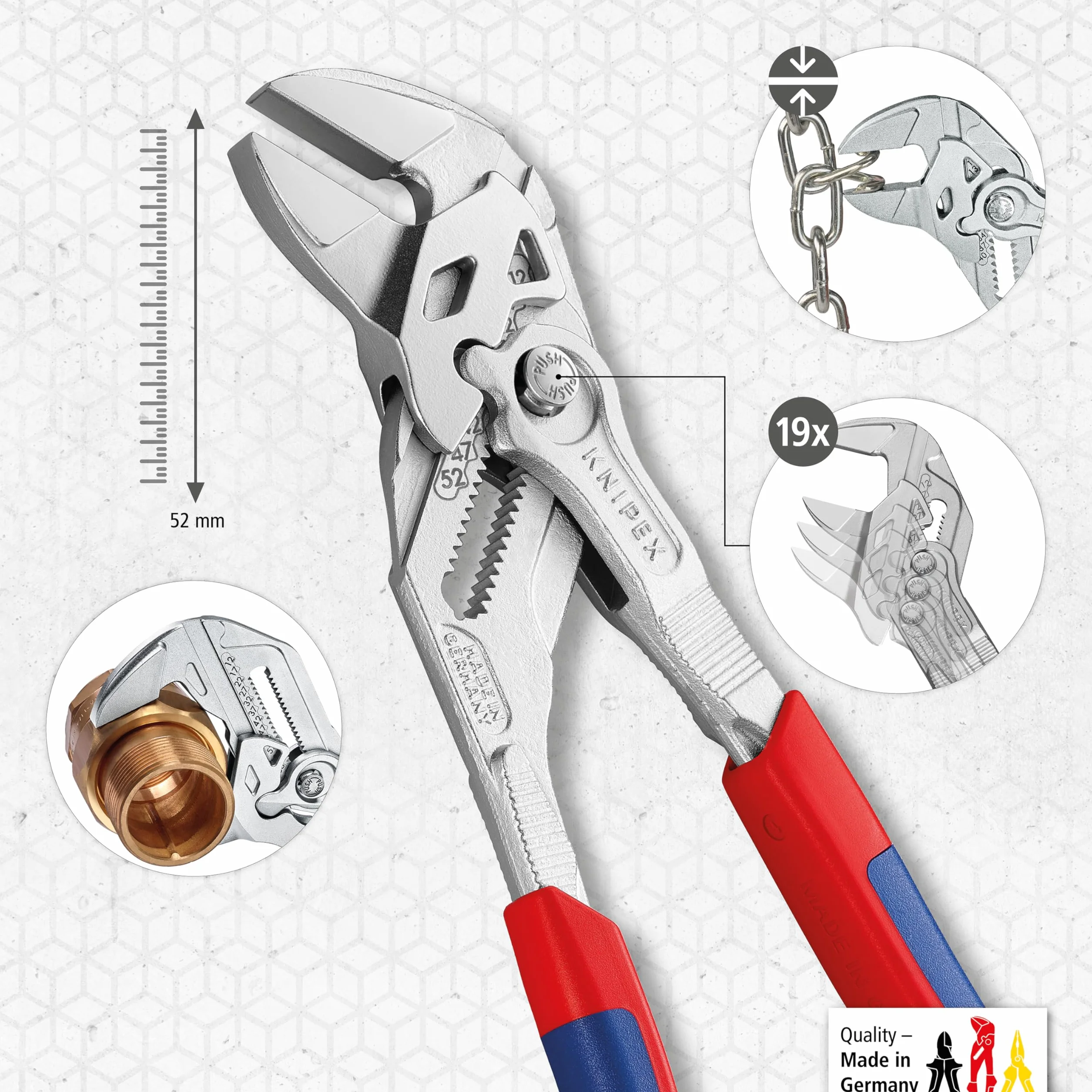 KNIPEX Szczypce-klucz 250 mm chromowany z osłonkami wielokomponentowymi 86 05 250