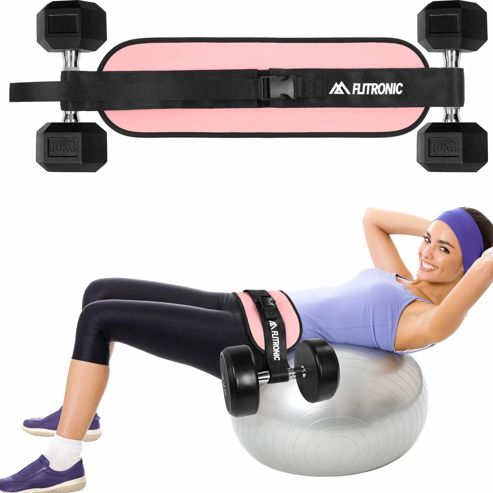 flintronic Pas biodrowy do ćwiczeń, pas do bioder, regulowany pas biodrowy z dodatkową wyściółką do hantli, kettlebells, siłowni, fitnessu, kulturystyki, podnoszenia ciężarów, różowy