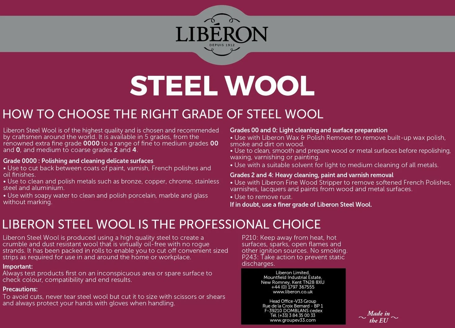 Liberon wełna stalowa klasa 00 250 g